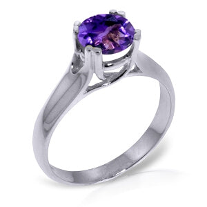 1.1 Carat 14K Solid White Gold Just Fly Amethyst Ring for Women - Elegant Purple Gemstone Jewelry for Engagement, Anniversary & Special Occasions