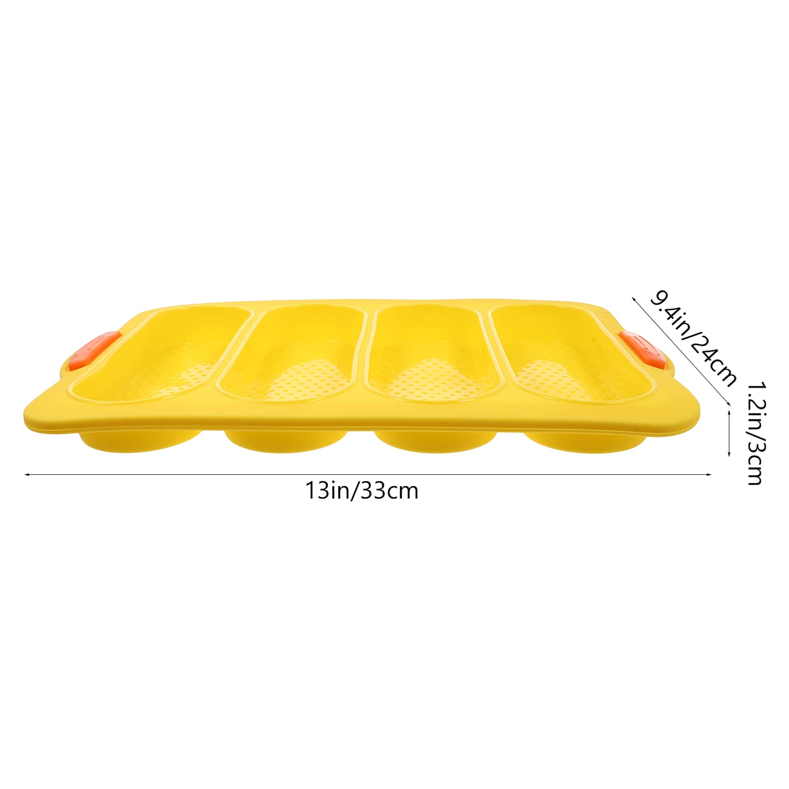 Nonstick Silicone Bread Loaf Pan - 4 Loaf Perforated French Bread Baking Tray for Oven Cooking | Perfect for French Toast, Italian Bread & Homemade Artisan Baking | Durable & Easy Clean Yellow Silicone Pan