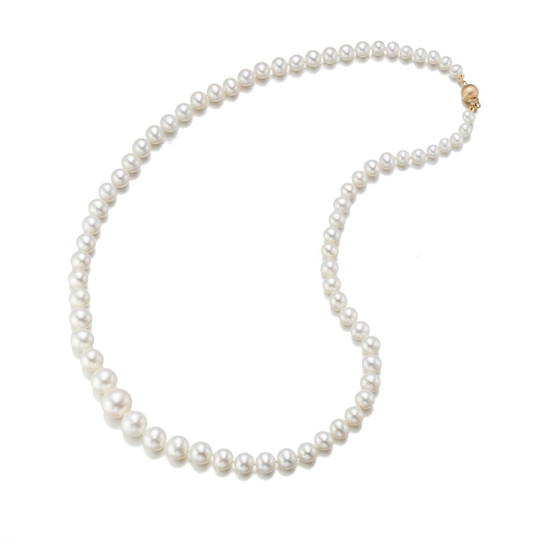 4-9mm Graduated Pearl Necklace for Women - Elegant Cultured Freshwater Pearl Jewelry Gift for Bridal, Wedding, Party & Special Occasions