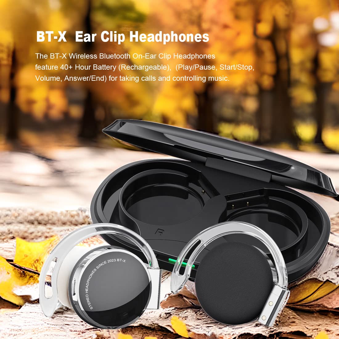 Open Ear Bluetooth Headphones V5.3 - Wireless Clip-On Sports Earphones with Ear Hooks, 4-Mic Noise Cancelling, 30H Battery & Charging Case - Perfect for Running, Cycling & Gym Workouts