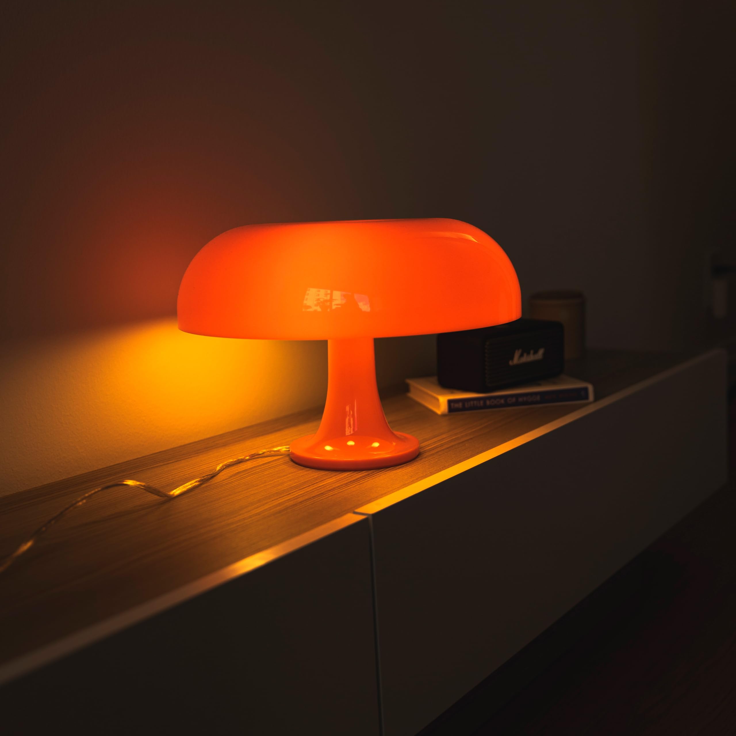 Hüga Collective Mandarin Dream Table Lamp - Vintage Orange Mushroom Lamp with Mid Century Retro Style - Perfect for Bedroom, Living Room & Home Decor