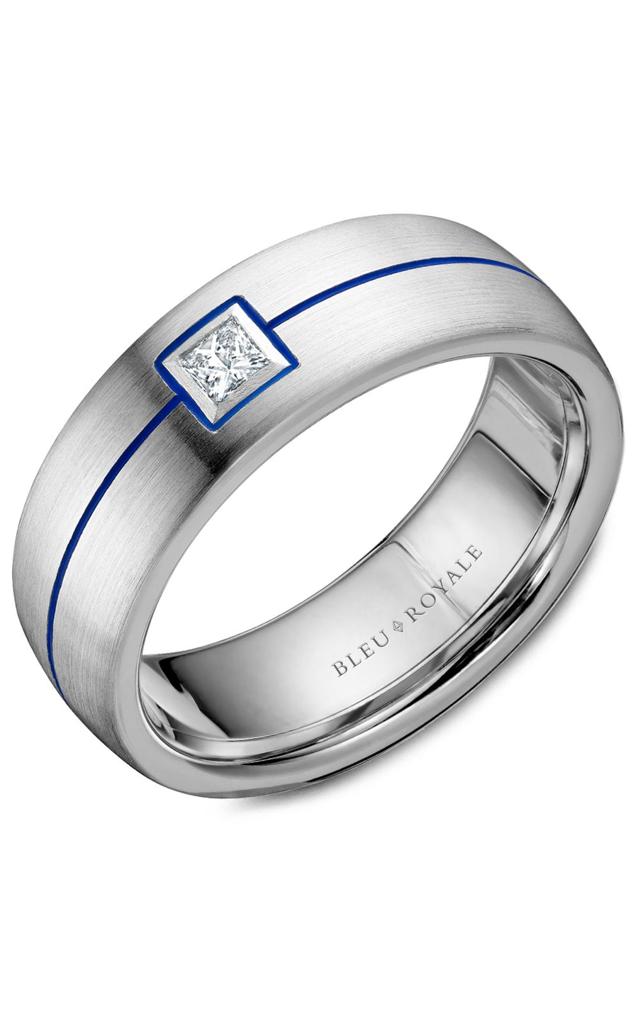 Bleu Royale Men's Wedding Band RYL 027WD75 - 14K White Gold Diamond Ring for Grooms & Anniversary Gifts | Perfect for Weddings, Engagements & Special Occasions