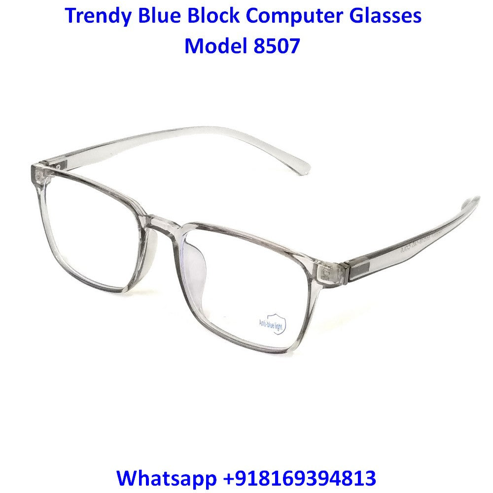 Blue Light Blocking Glasses for Men & Women - Transparent Grey Frame (M8507 C6) - Reduce Eye Strain for Work, Gaming & Screen Time