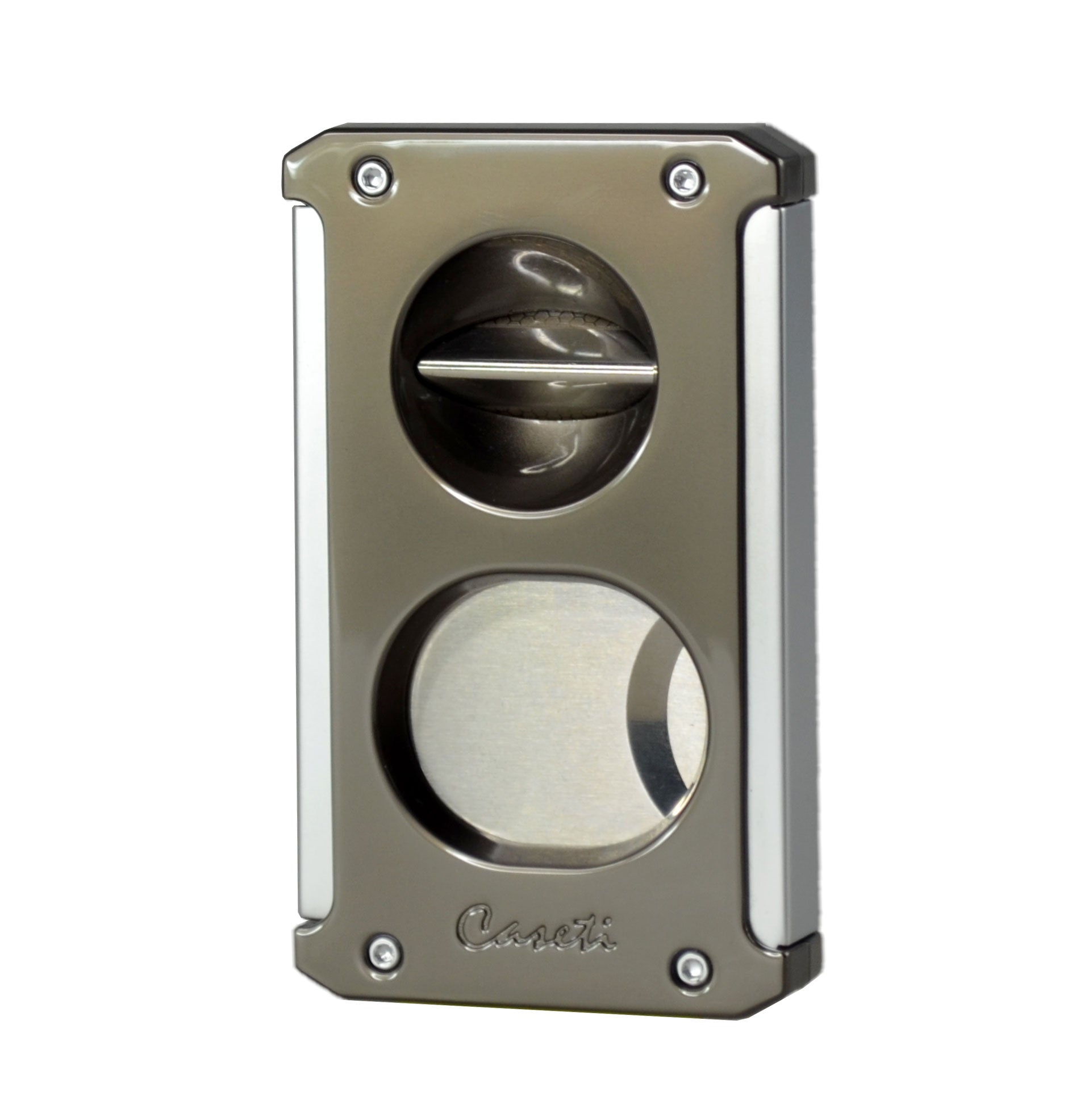Premium Caseti Trident Gunmetal Cigar Cutter - Guillotine, Wedge & Punch 3-in-1 Design for Smooth Cuts | Perfect for Cigar Aficionados, Gifts & Special Occasions
