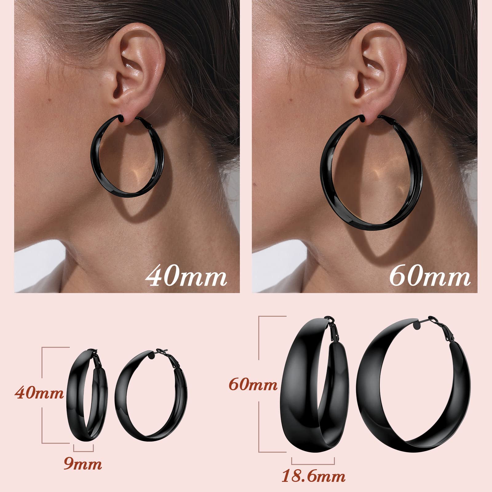 Stylish Stainless Steel Wide Hoop Earrings for Women - 1.57