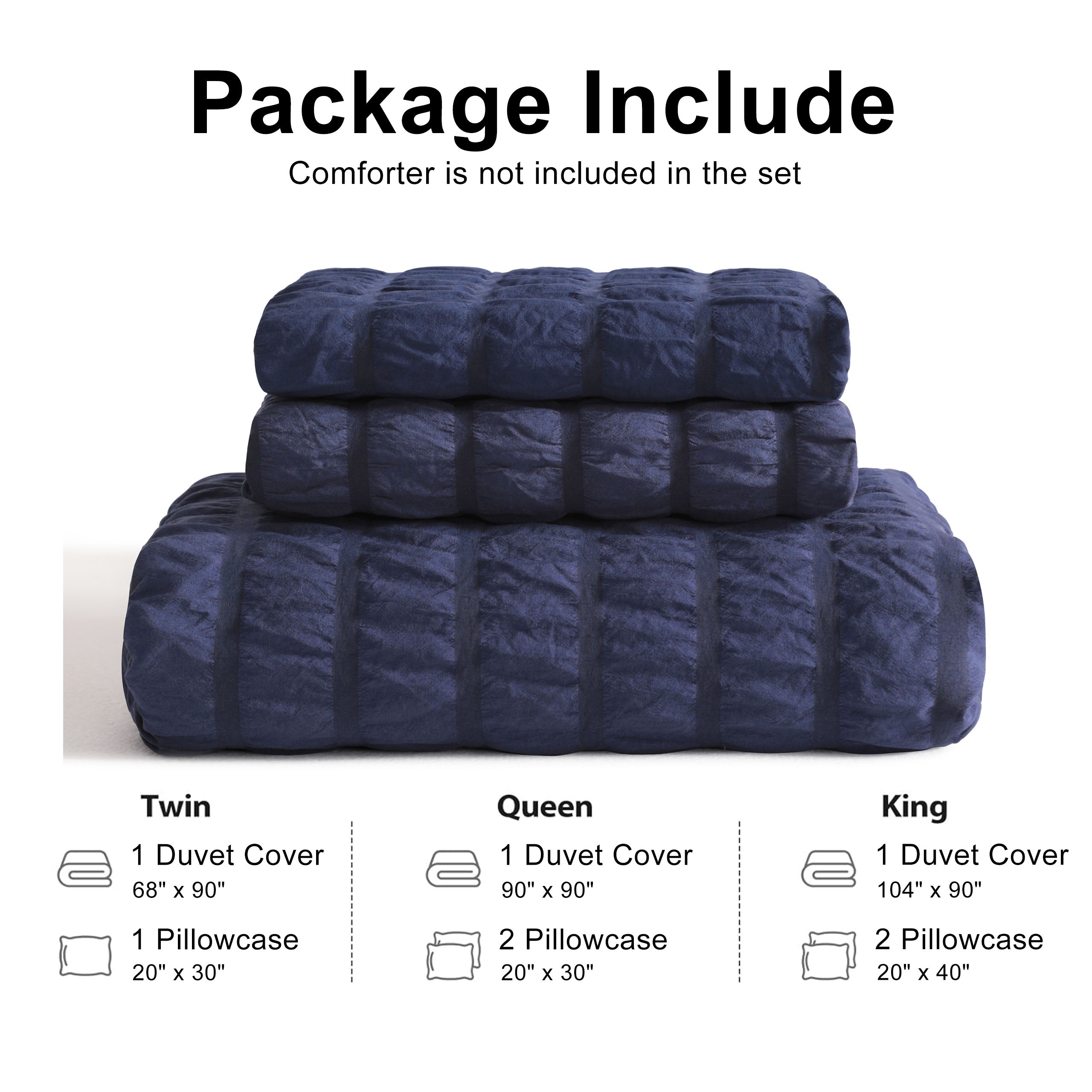 2/3 Pieces Breathable Seersucker Textured Duvet Cover Set - Soft & Lightweight Bedding for Summer - NTBAY® | Perfect for Guest Rooms, Dormitories & Hot Sleepers