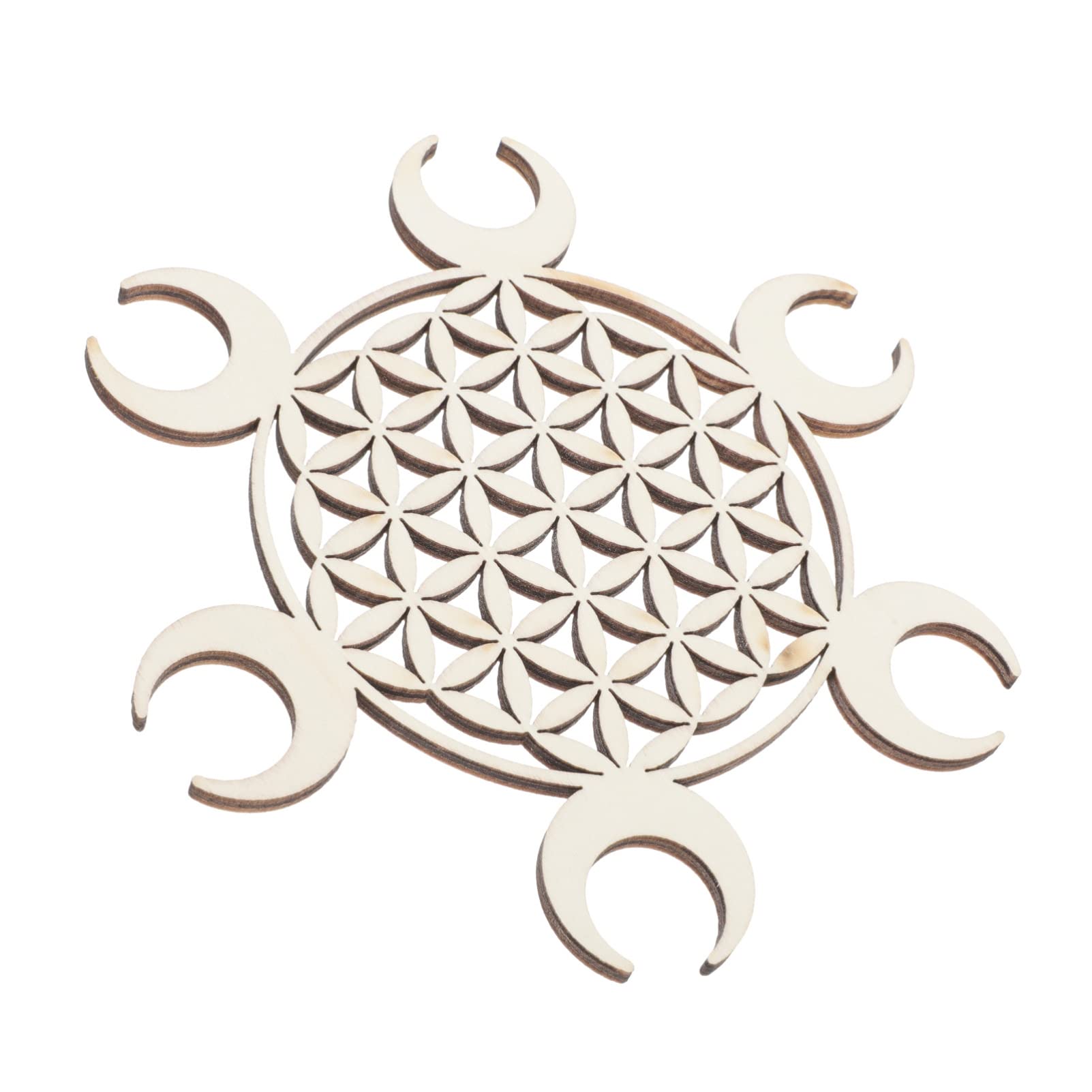 Flower of Life Wooden Crystal Grid Board - Sacred Geometry Meditation Wall Art for Home, Yoga Studio & Hotel Decor | Chakra Healing Wooden Charm for Spiritual Practice & Dining Table Centerpiece