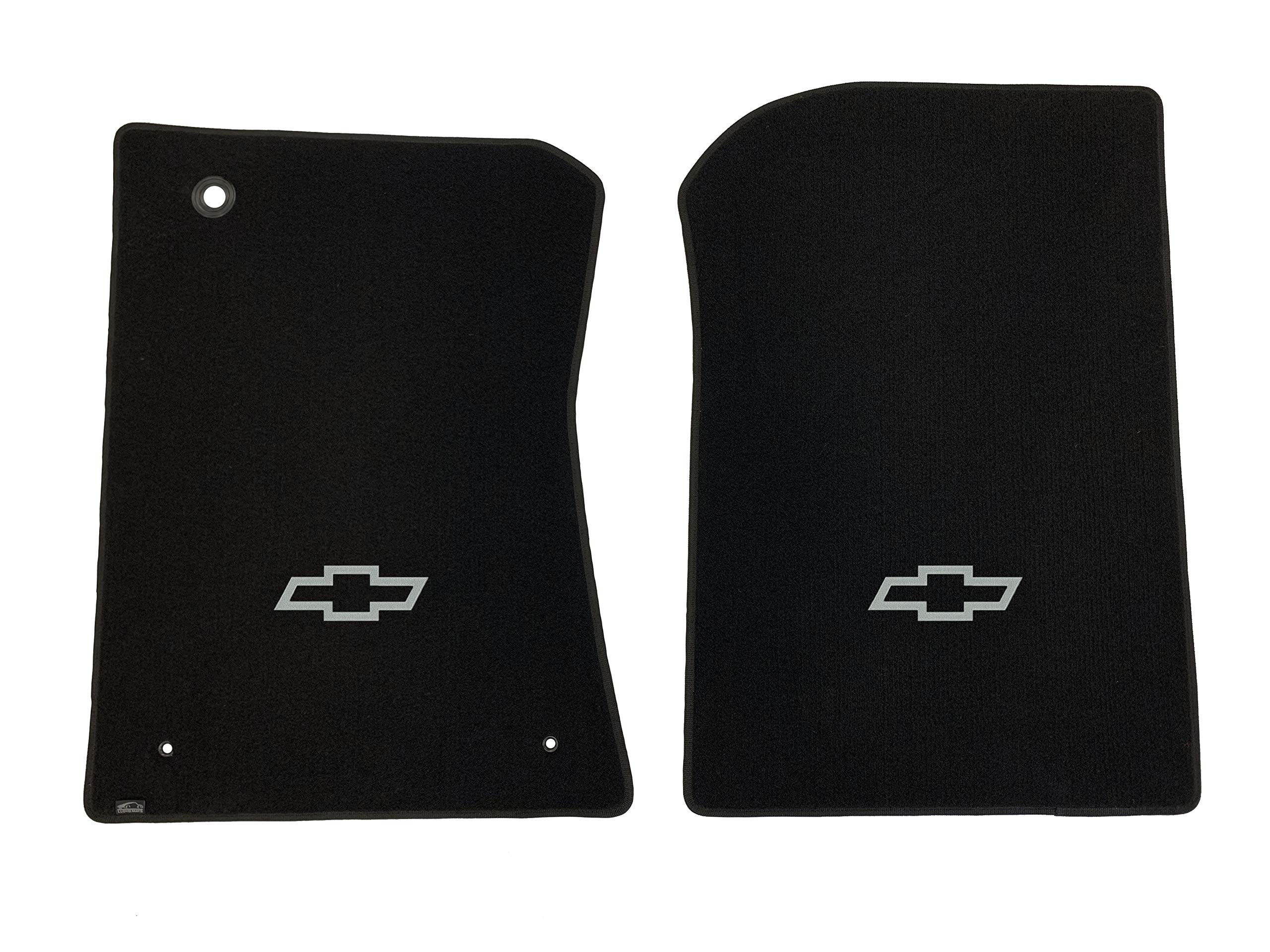 Premium Custom-Fit Carpeted Floor Mats for 1973-1983 Chevy C/K Pickup Trucks - Black with Silver Bowtie Design | Luxury Car Floor Liners for Enhanced Comfort & Protection | Perfect for Daily Commute, Road Trips & Truck Enthusiasts