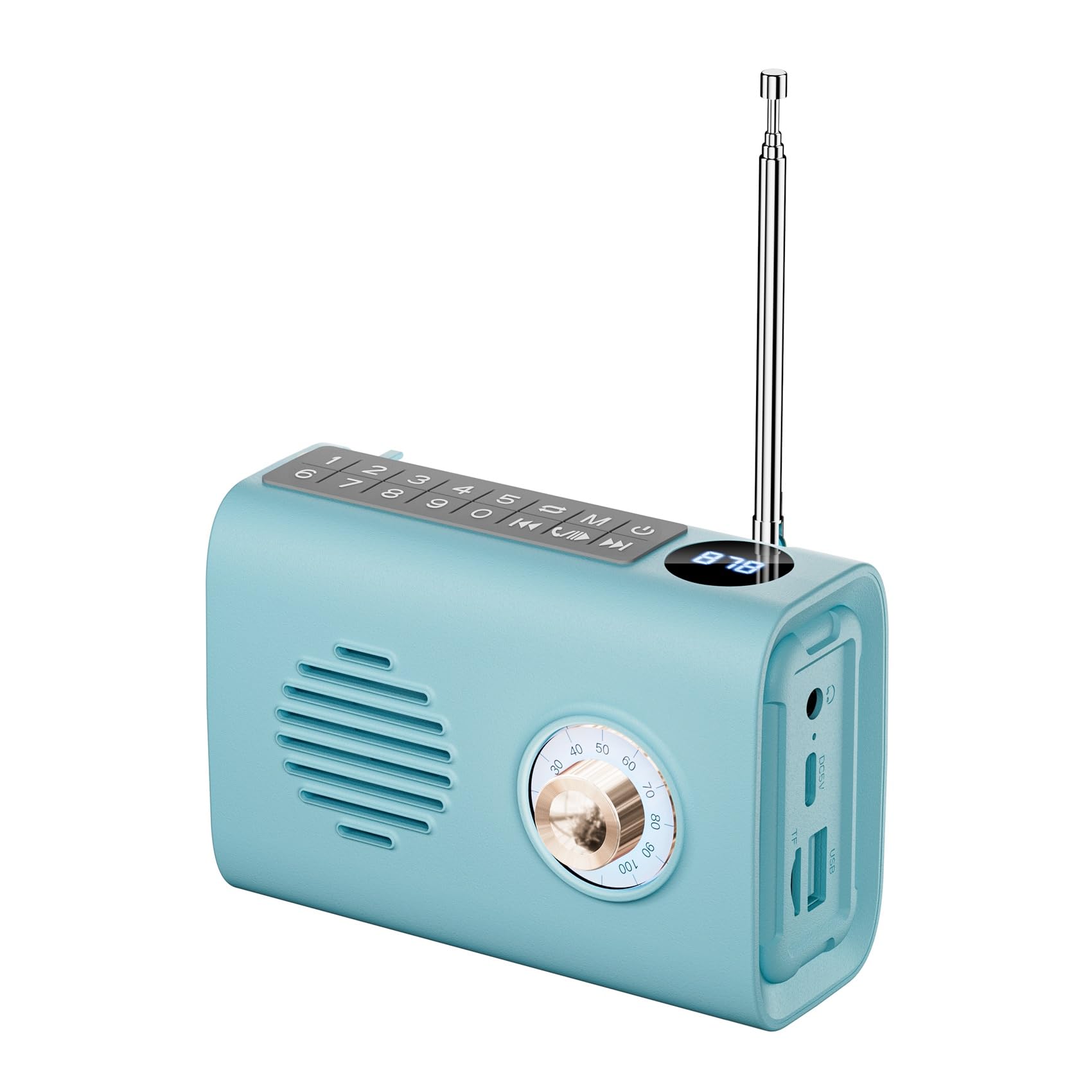 Jeenuuder Mini Portable FM Radio with Bluetooth Speaker - Solar Powered, Colorful LED Lights, Hands-Free Calling - Perfect for Outdoor Camping, Hiking, and Emergency Use