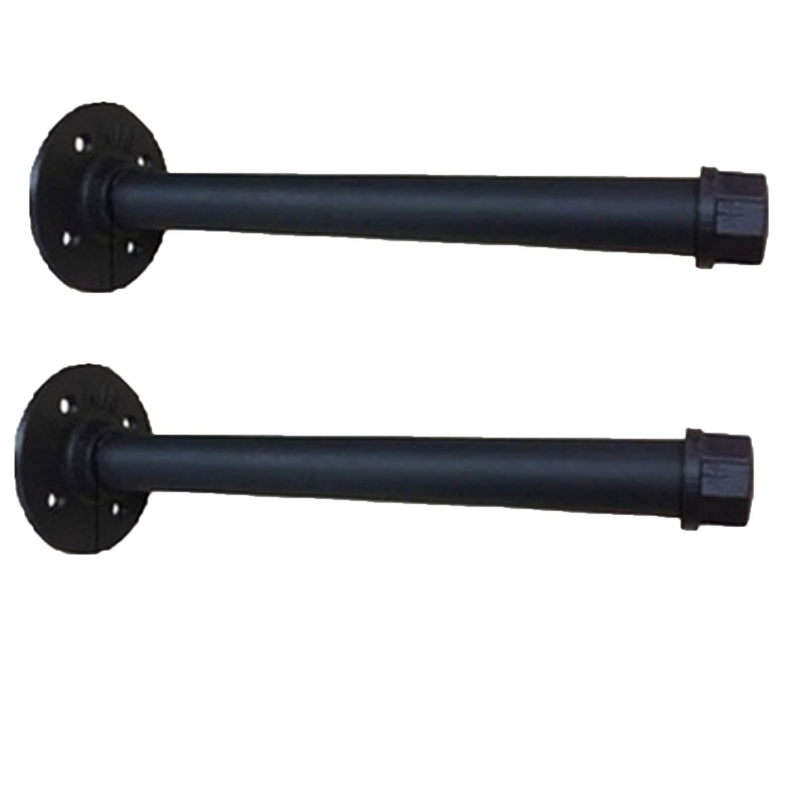 Black Solid Steel Pipe Shelf Bracket - Heavy Duty Floating Shelf Supports for Wood Shelves - Rustic Industrial Pipe Decor - Perfect for Living Room, Kitchen, Bedroom & Home Office Organization