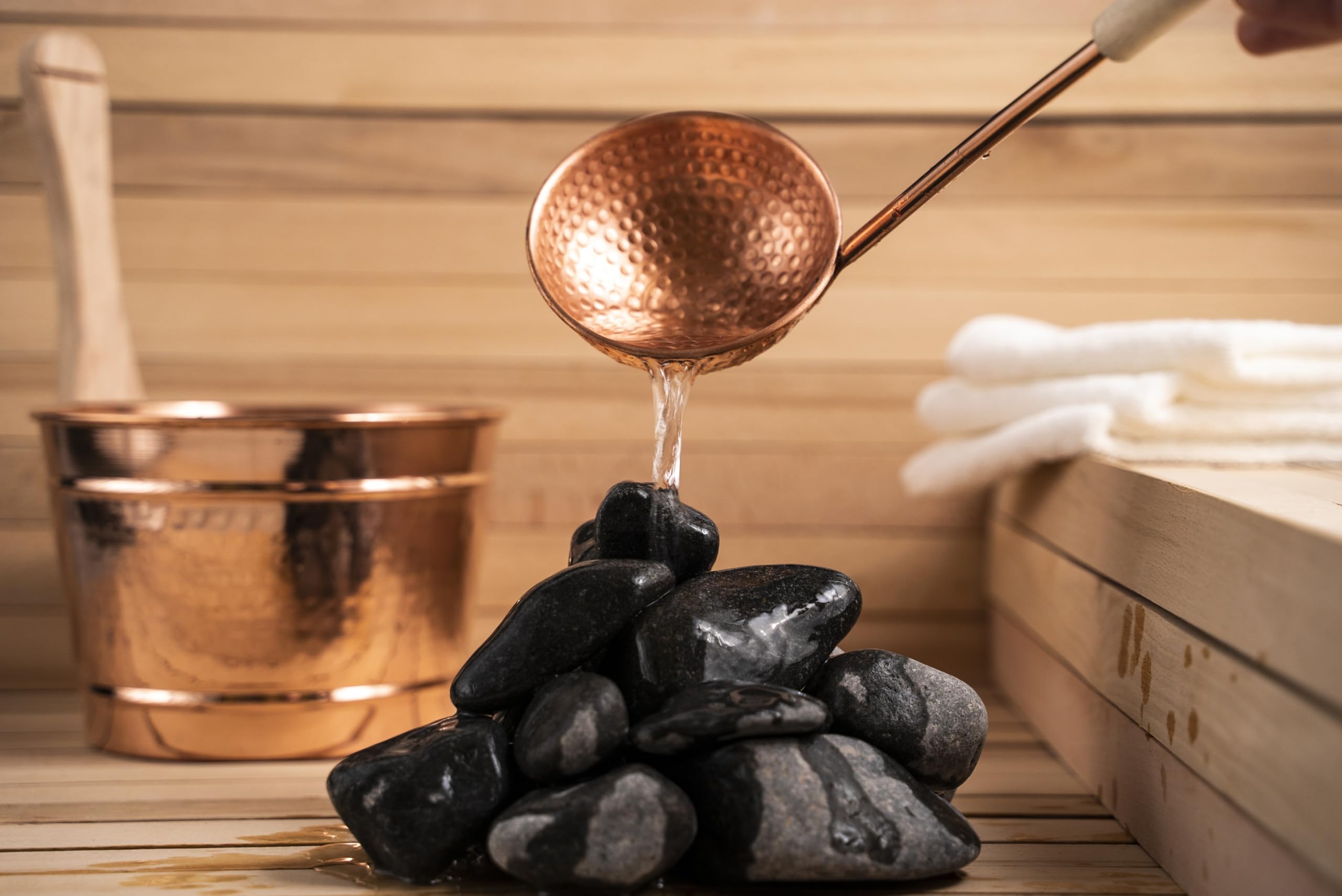 Handmade 100% Solid Copper Sauna Bucket and Ladle Set | Hammered Copper Spa Accessories | Turkish Hammam Gift | Perfect for Sauna, Steam Room & Home Spa Relaxation