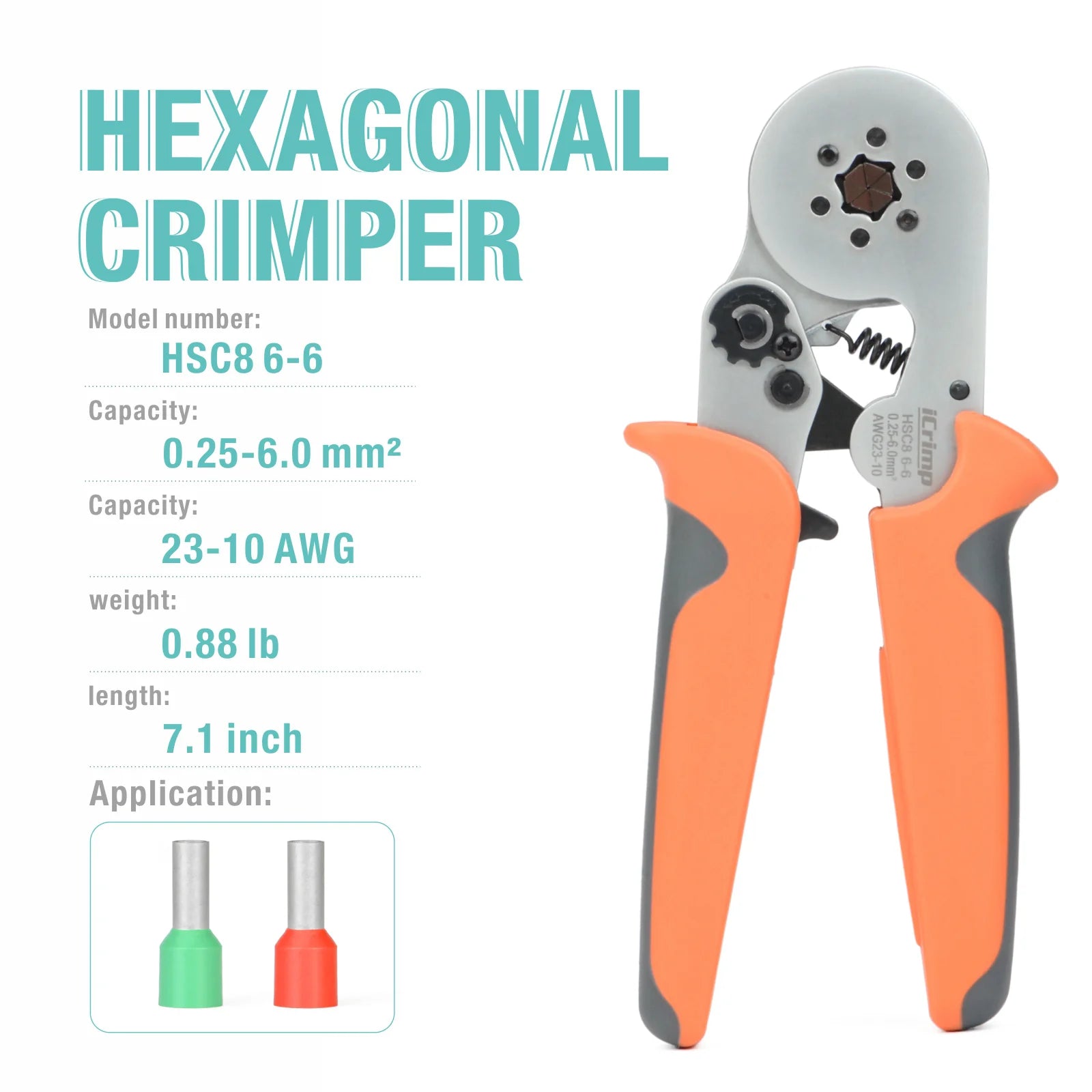 HSC8 6 6 Self-Adjusting Ferrule Crimper Tool for AWG23-10 Bootlace Ferrules - Perfect for Electrical Wiring, DIY Projects, and Professional Installations
