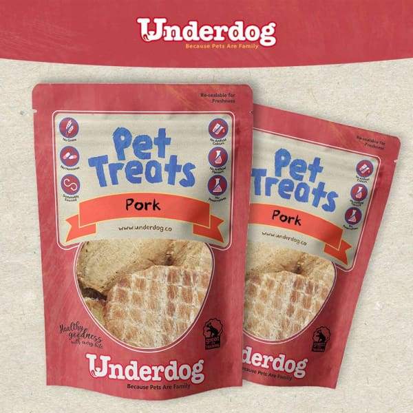 Premium Underdog Pork Air-Dried Dog Treats 80g - Natural, Grain-Free, High-Protein Snacks for Small & Large Dogs - Perfect for Training, Rewards & Dental Health