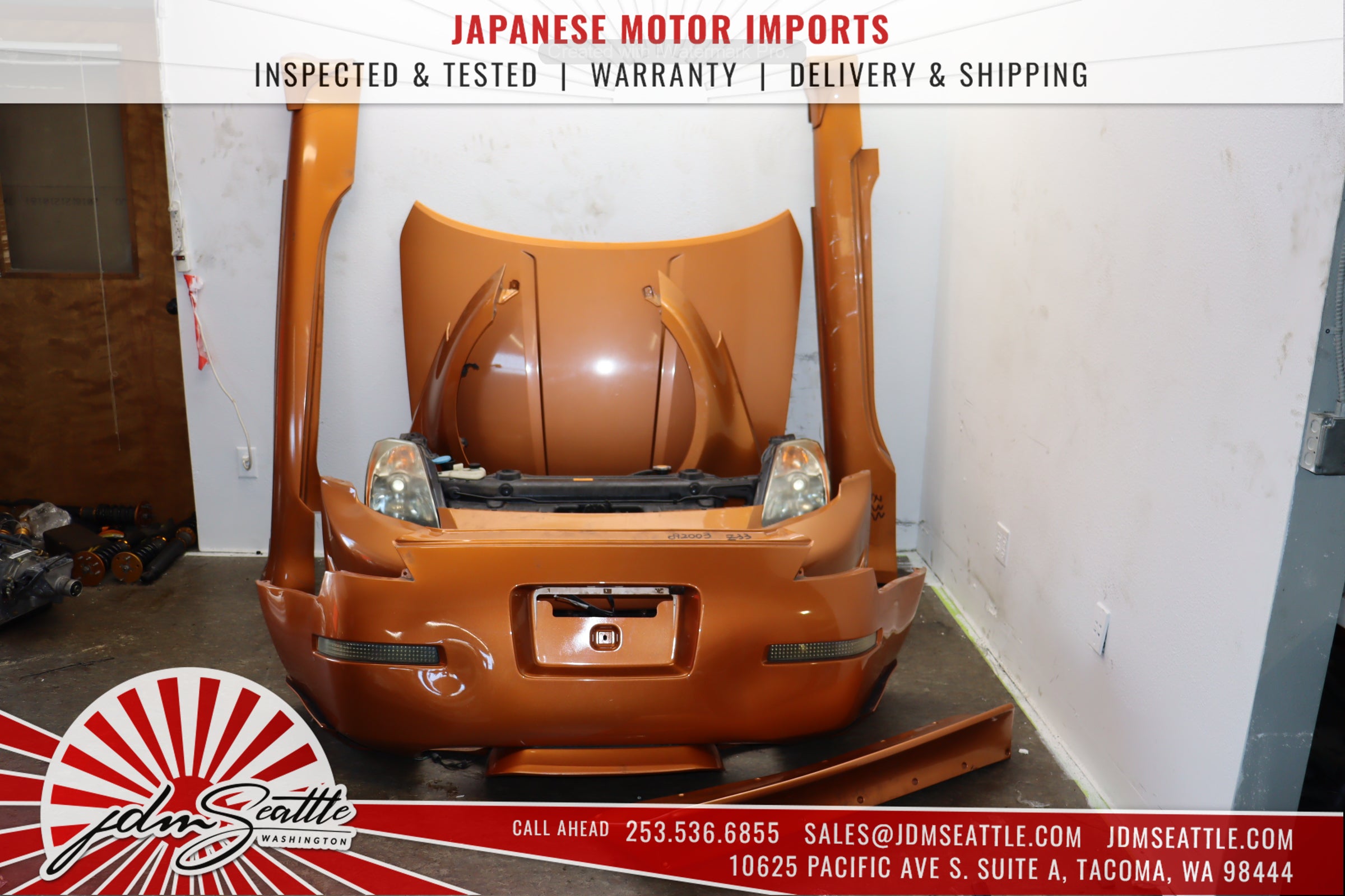 JDM 03-05 Nissan 350Z/Z33 Orange Complete Front End Conversion Body Kit - Upgrade Your Ride for Street Racing & Car Shows