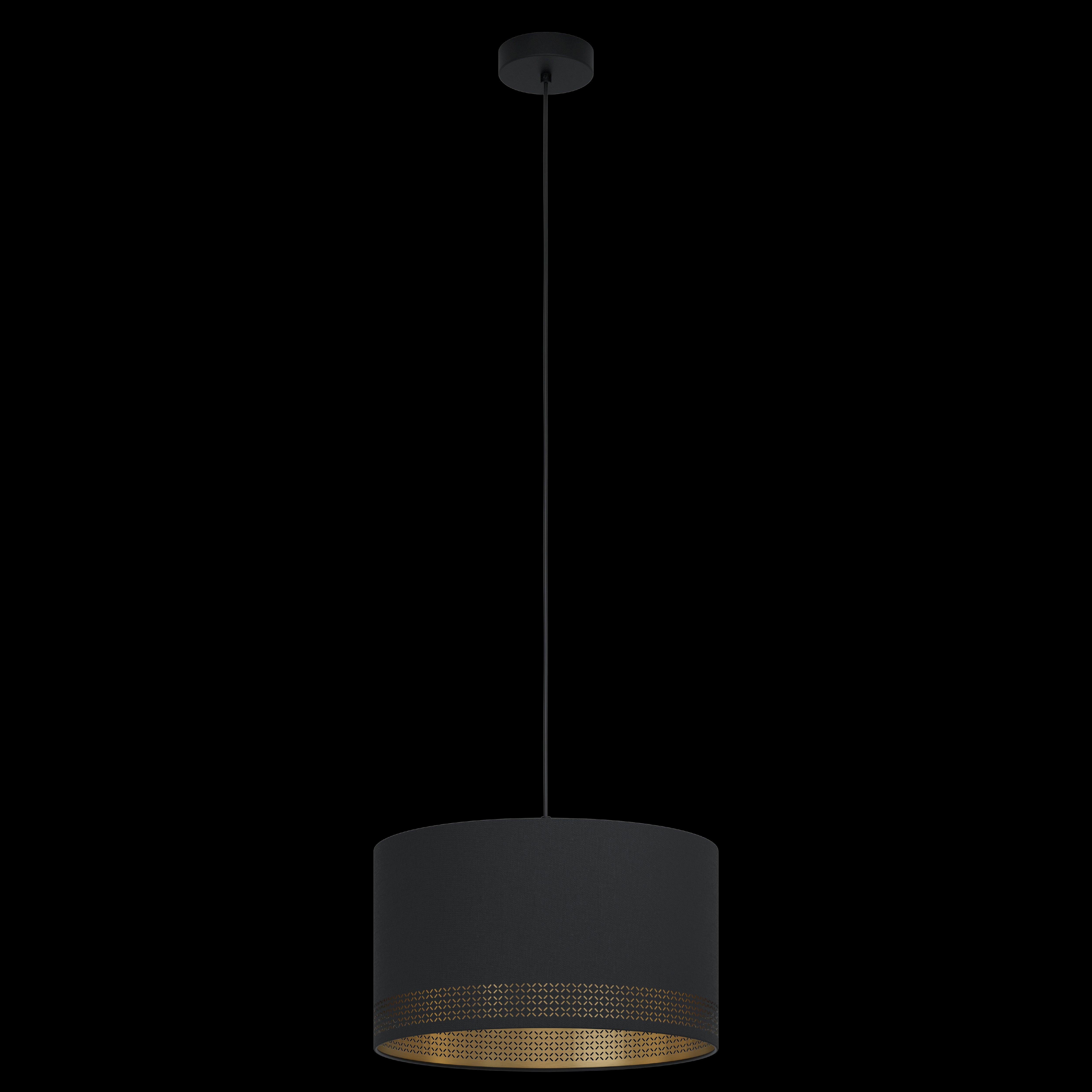 Eglo Esteperra Black & Gold Fabric Ceiling Pendant Light Fixture - 38cm Modern Hanging Lamp for Dining Room, Kitchen Island or Bedroom Lighting