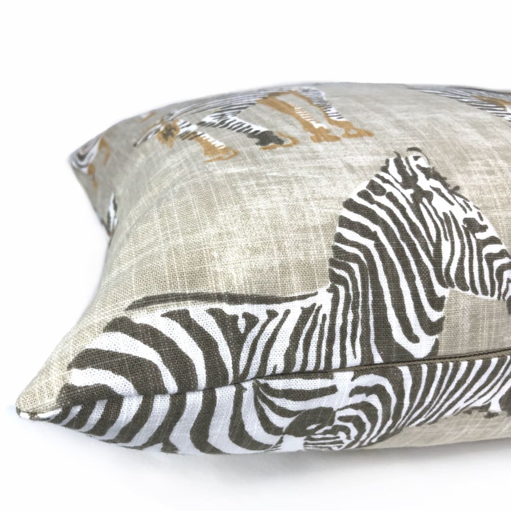 Zebra Herd Beige Animal Safari Print Pillow Cover - Soft Decorative Throw Pillow Case for Living Room, Bedroom, or Nursery Decor