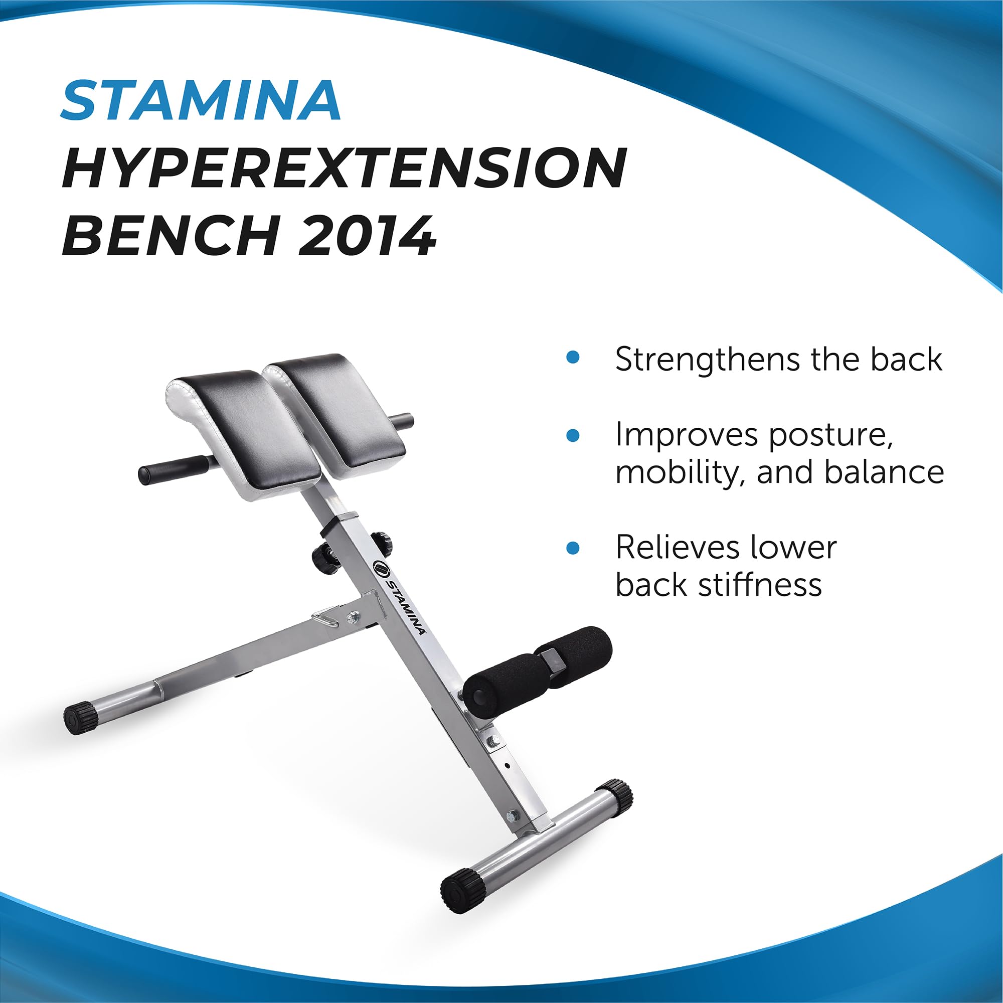 Stamina Hyperextension Bench 2014 - Adjustable Foldable Roman Chair for Home Gym, Core & Back Workouts - 250 lbs Weight Capacity - Perfect for Strength Training, Rehabilitation & Fitness Enthusiasts