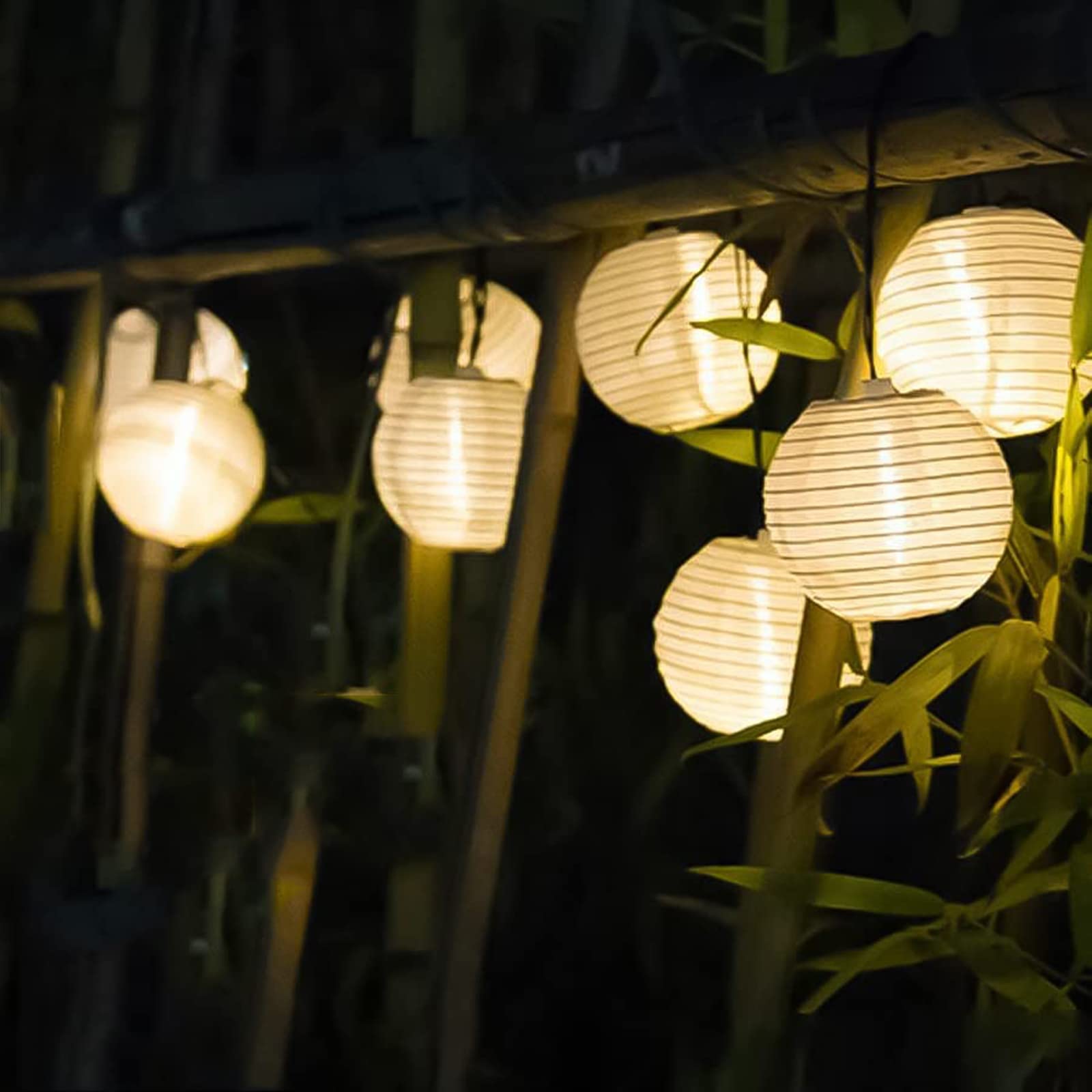 Waterproof UL Certified 8.5 Ft Lantern String Lights with 10 Nylon Lanterns - 8