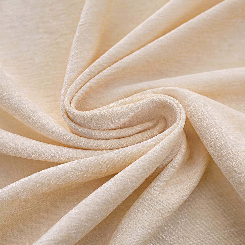 ELKCA Beige Double-Sided Chenille Window Curtains - Grommet Top Blackout Drapes for Living Room & Bedroom, 2 Panels (52x96 Inches) - Soft Thermal Insulated Curtains for Home Decor & Light Blocking