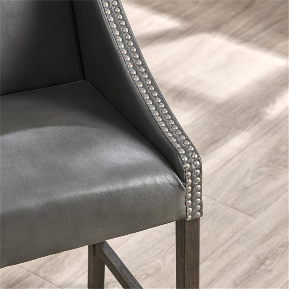 Kosas 24-inch Grey Home Stool - Modern & Sturdy Bar Stool for Kitchen Island, Dining Room & Home Decor