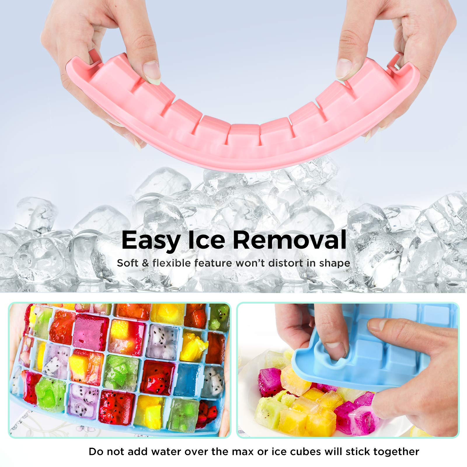 Soft Silicone Ice Cube Tray with Lid - Flexible & Stackable Freezer Tray for 1-Inch Cubes (36-Pack, Green) | Perfect for Cocktails, Iced Coffee & Party Drinks