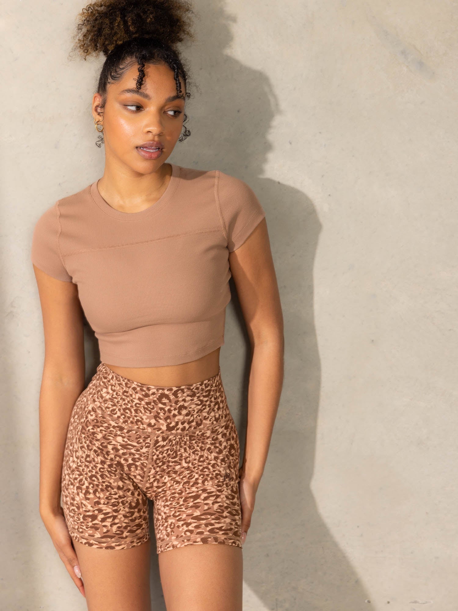 Empower High Waisted Shorts for Women - Mocha Leopard Print Summer Fashion Shorts | Perfect for Beach, Gym, and Casual Outings