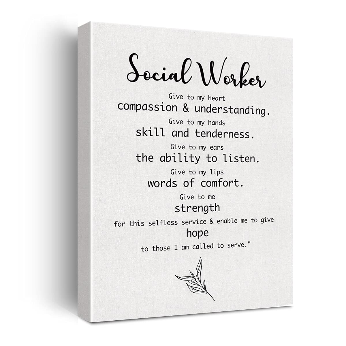 Inspiring Social Worker Gifts for Women & Men - Motivational Quote Canvas Wall Art - Ready to Hang Home Office Living Room Decor - Perfect for Graduation, Birthday & Christmas - Includes Easel Stand - Ideal for Social Worker Appreciation, Office Motivation & Home Inspiration