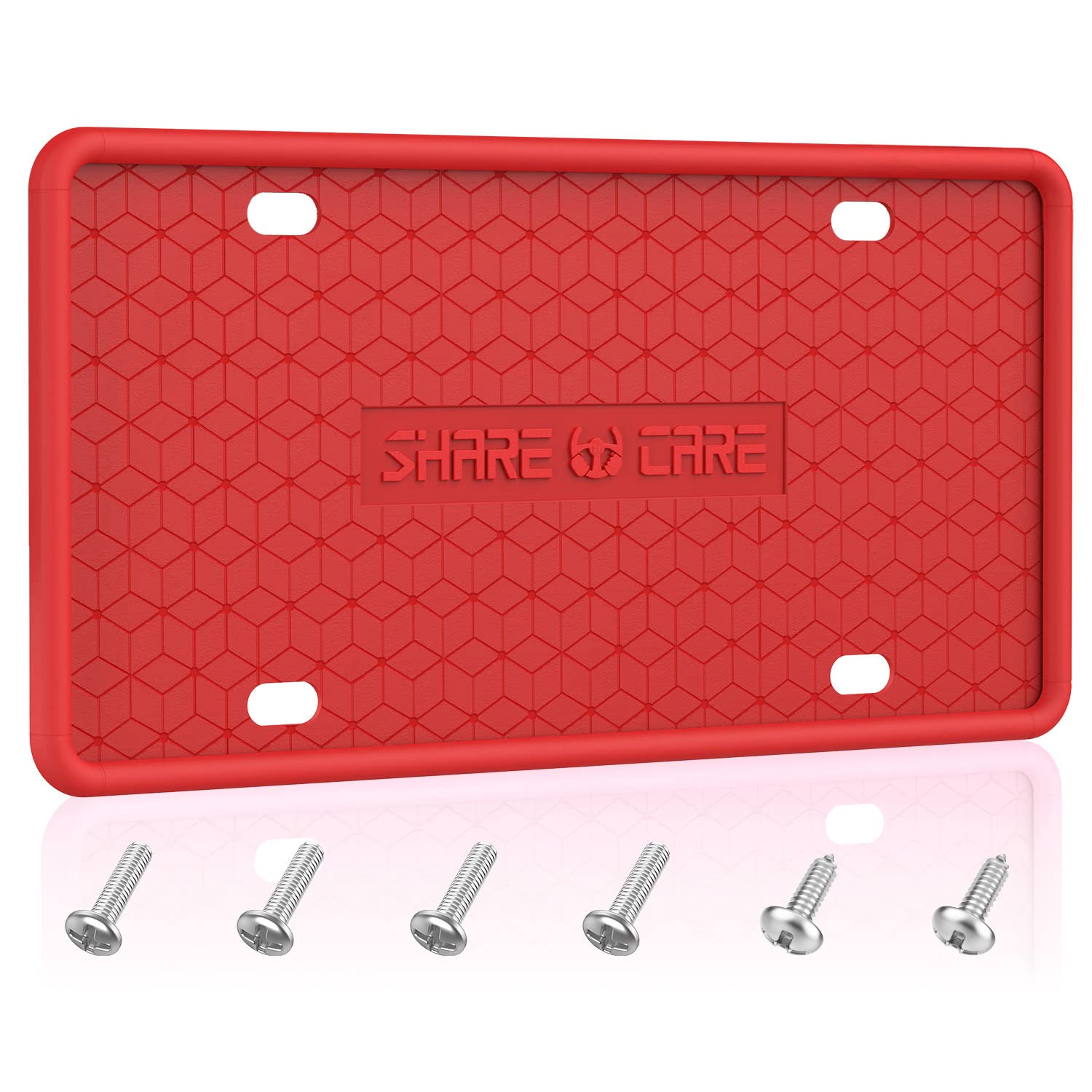 1 Pack Red Silicone License Plate Frame - Front & Back Cover, Rust-Proof, Rattle-Proof, Weather-Resistant Bracket Holder for US & Canada Standard Cars | Perfect for Car Enthusiasts, Daily Commuters & All-Weather Protection