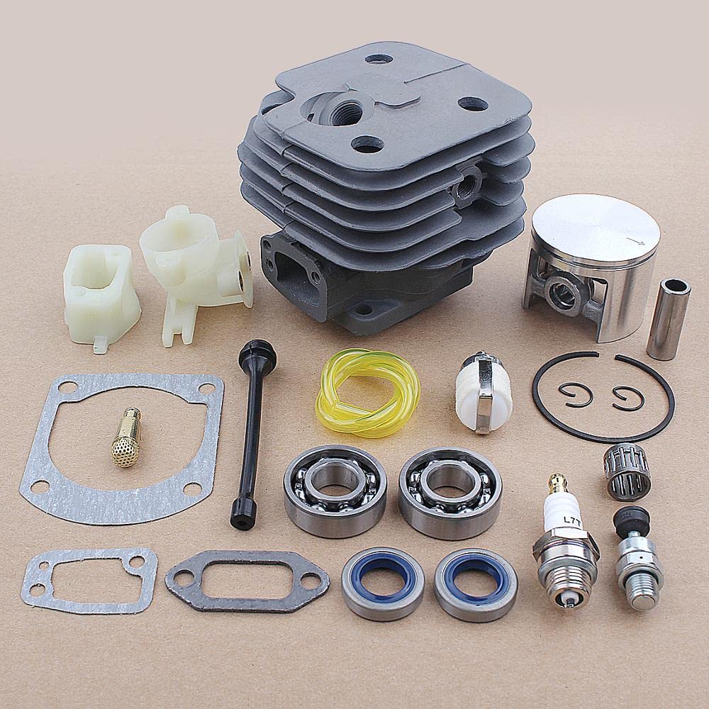 52mm Piston Cylinder Kit for Husqvarna Chainsaw 162 266 266SE 501 68 55-71w - Oil Crankcase Intake Manifold Gasket - Replacement Gardening Tools for Outdoor Power Equipment Maintenance