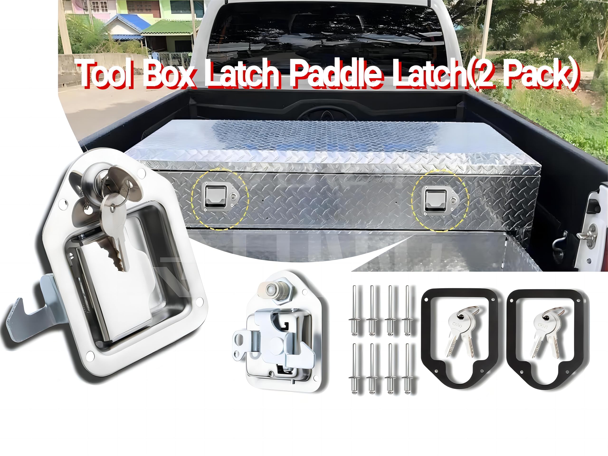 Heavy Duty Tool Box Latch Paddle Latch - 2 Pack for Truck, RV, Trailer, UTV & ATV Storage Boxes | Secure Outdoor Equipment & Vehicle Storage Solutions