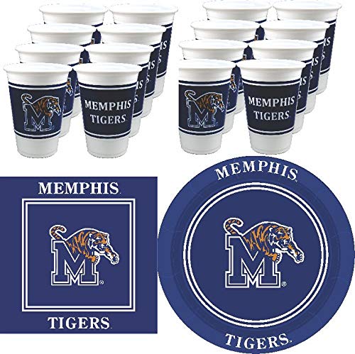 Westrick Memphis Tigers Party Supplies 48-Piece Officially Licensed University Set - 16 oz. Plastic Cups, 9