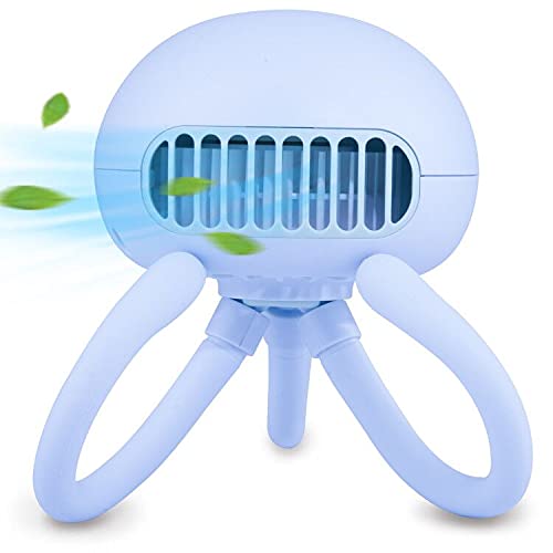 Portable Bladeless Mini Handheld Fan with Flexible Tripod - 3 Speed Rechargeable Clip on Fan for Stroller, Car Seat, Crib, Bike & Office | Perfect for Babies, Travel, Work & Outdoor Activities (Blue)