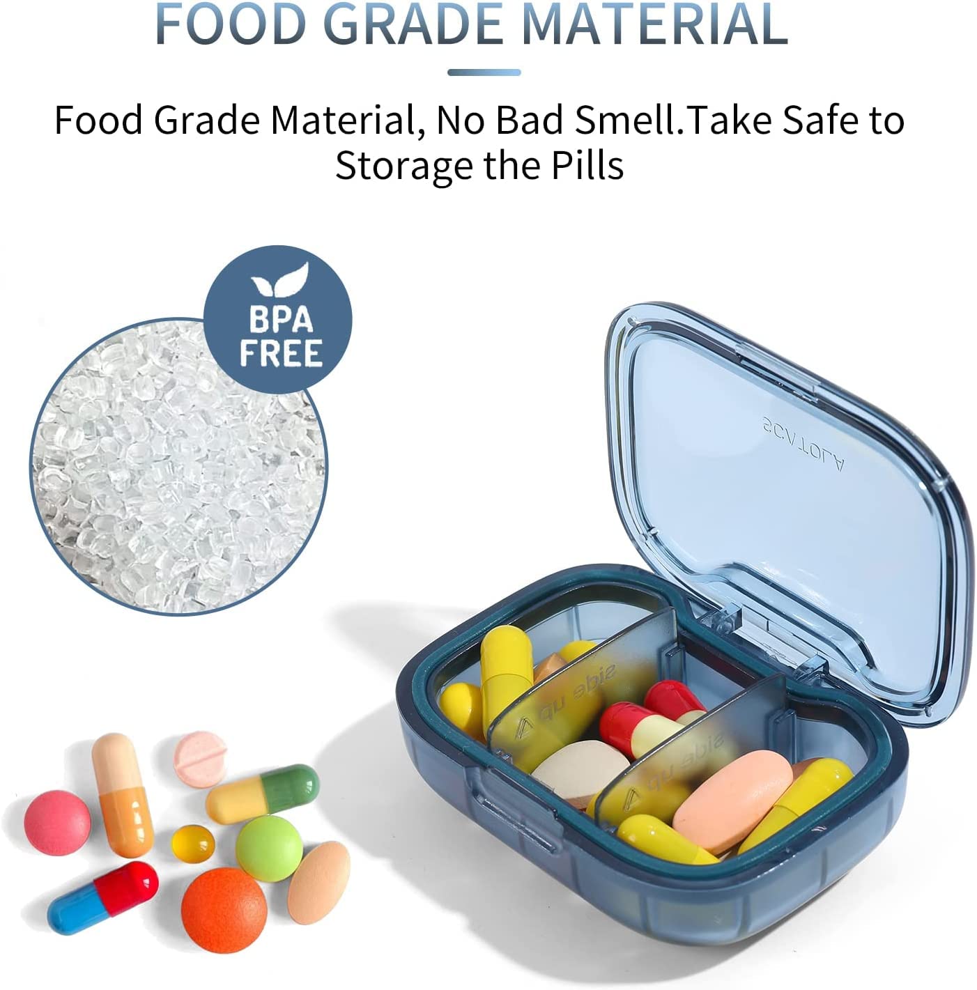 3 Compartment Pill Organizer - Moisture Proof Travel Pill Case for Vitamins, Fish Oil & Supplements | Portable Medicine Box for Daily Use, Pocket Purse & On-the-Go Lifestyle