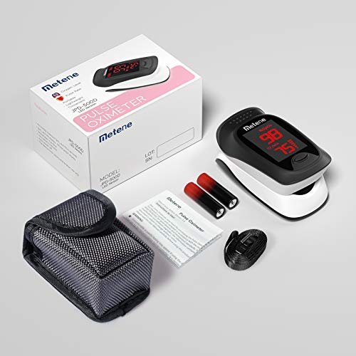 Metene Fingertip Pulse Oximeter - Accurate Blood Oxygen Saturation (SpO2) and Heart Rate Monitor for Adults & Kids - Portable Oxygen Meter for Home Use, Sports, Travel & Health Monitoring
