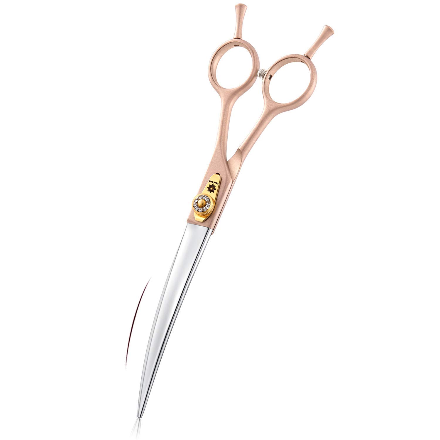 7 Inch Professional Pet Grooming Scissors Set - 440C Japanese Stainless Steel Straight, Curved, Thinning & Chunker Shears for Dogs, Cats & Small Animals | Perfect for Home Grooming, Salon Use & Pet Styling (7-Inch Curved Scissors)
