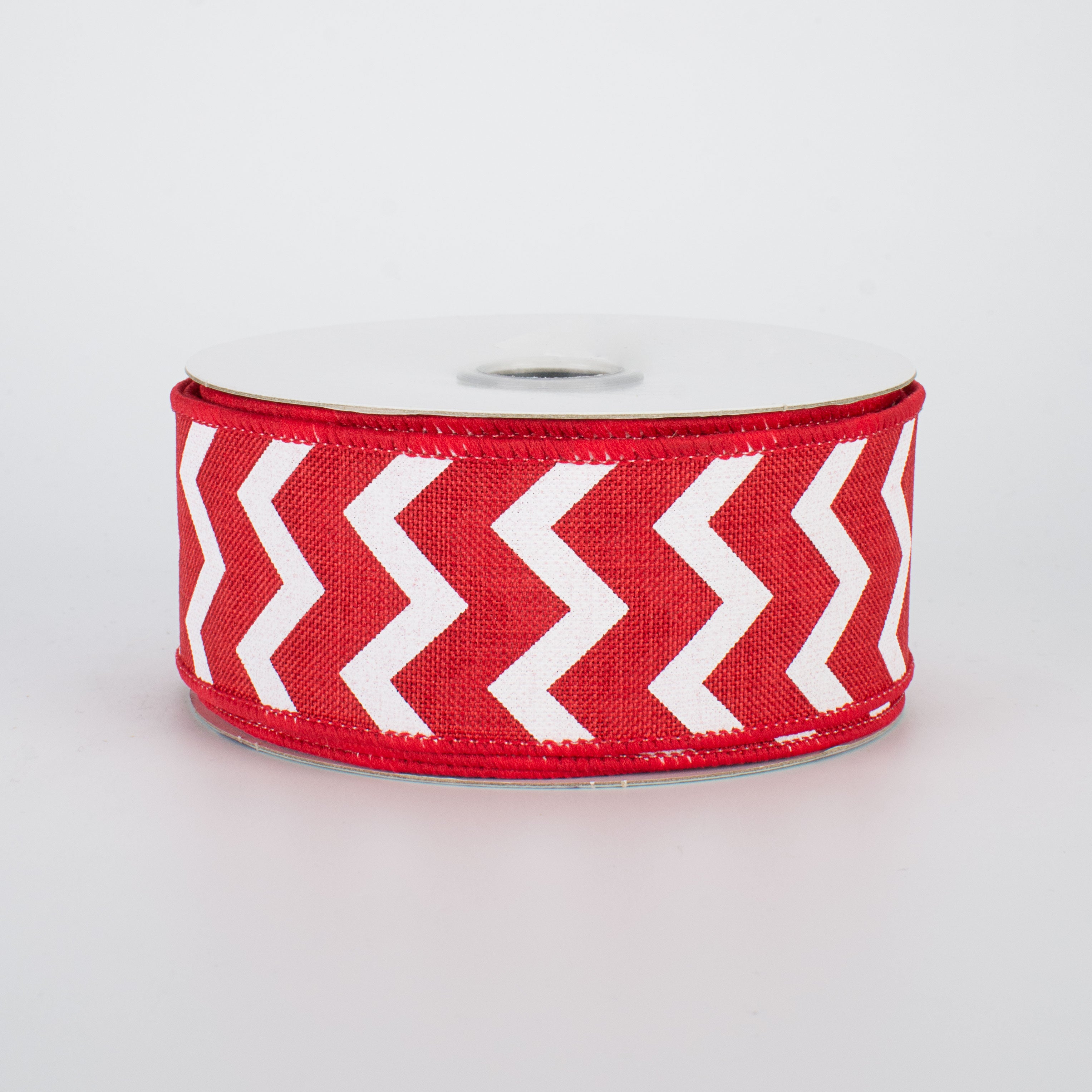 1.5 Inch Red and White Chevron Canvas Ribbon - 10 Yards Bulk Spool for Gift Wrapping, DIY Crafts, and Party Decorations