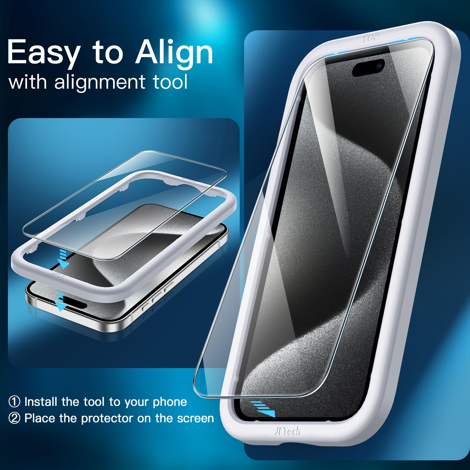 JETech 3 in 1 Magnetic Case for iPhone 15 Pro Max 6.7-Inch - Shockproof Bumper Phone Cover with 2 Pack Tempered Glass Screen Protectors, Magsafe Compatible (Clear) | Perfect for Work, Travel & Everyday Protection