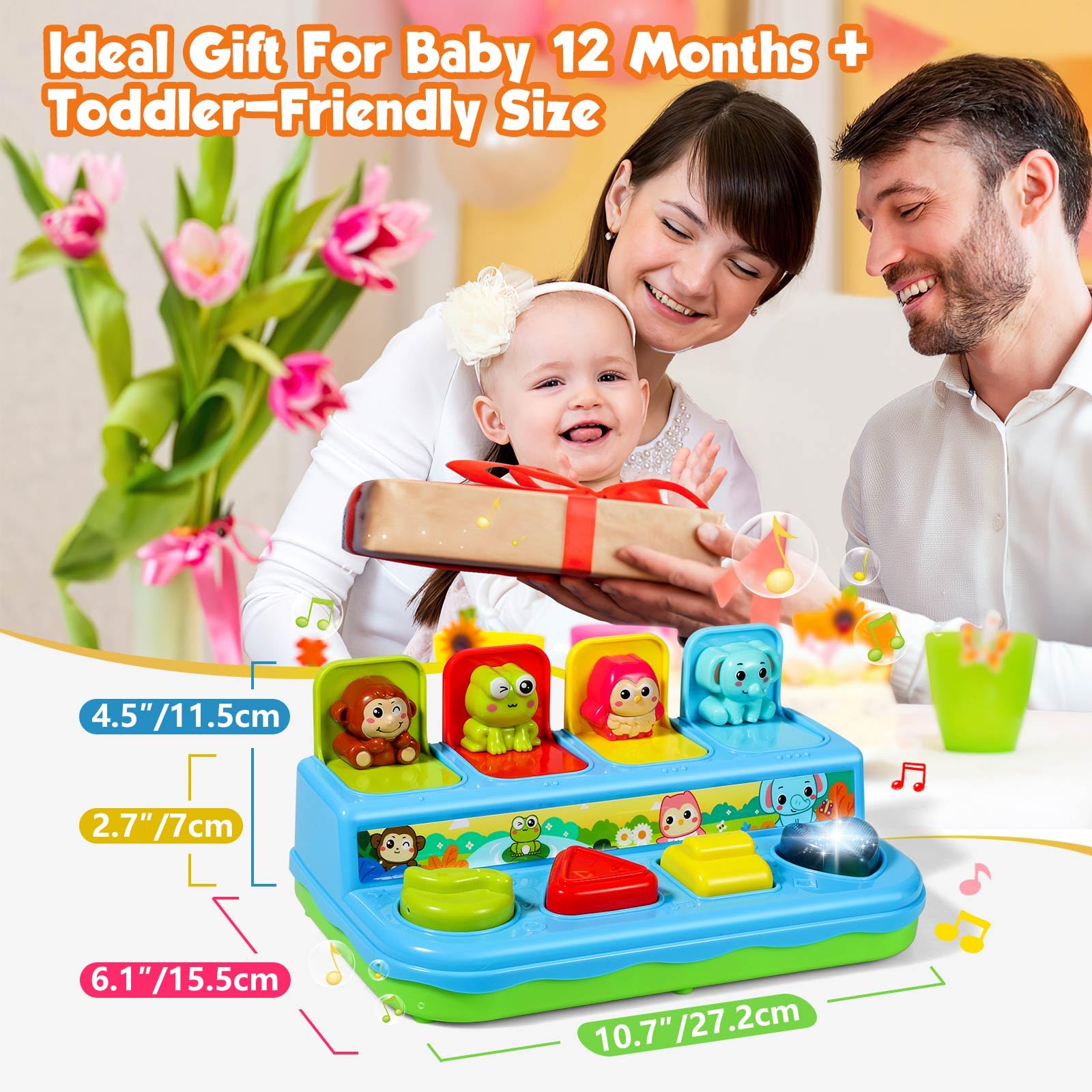 Best Pop Up Toys for Babies 6-18 Months - Musical Light-Up Learning Toys for Toddlers 1-3 Years | Early Childhood Development Cause & Effect Toys | Perfect Gift for Boys & Girls | Playtime, Sensory Stimulation & Motor Skills Development