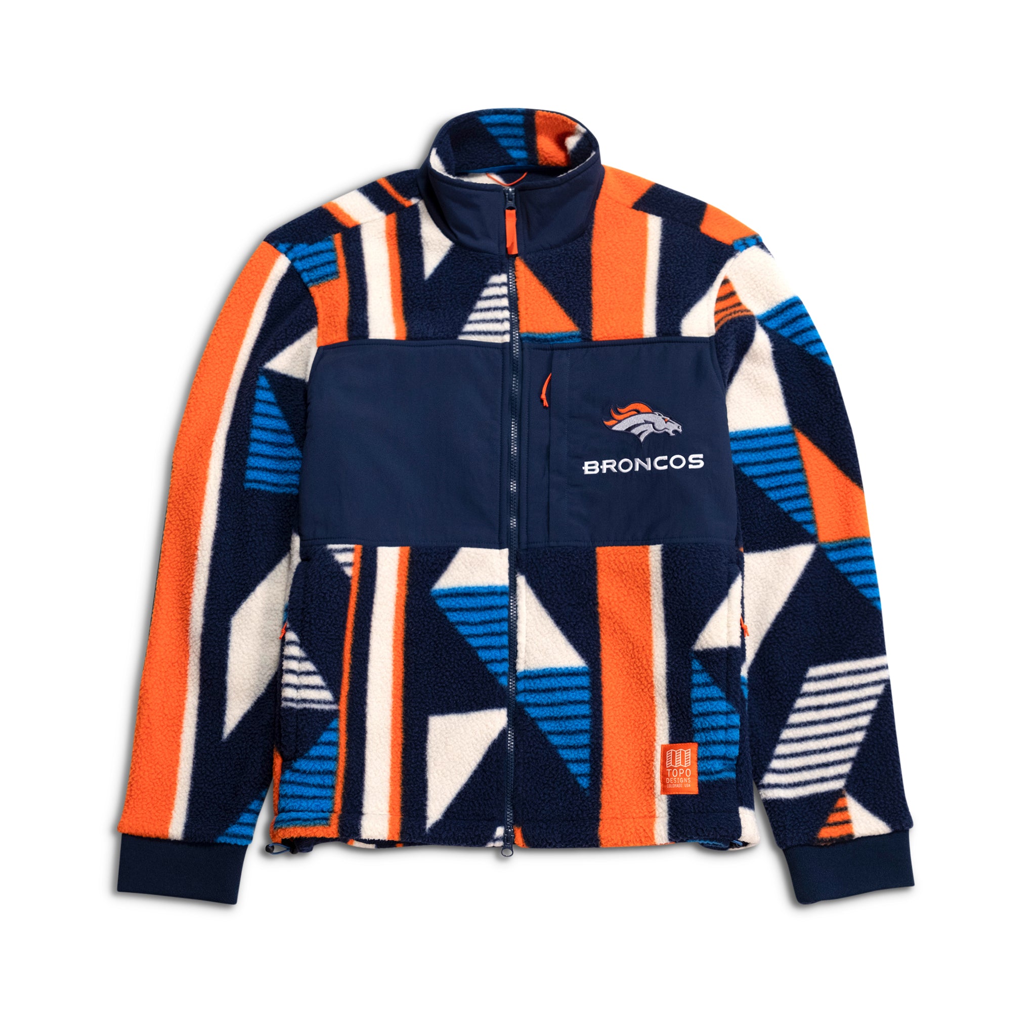 Topo Designs x Denver Broncos Summit Rise Full Zip Jacket - Waterproof Hiking & Outdoor Windbreaker for Men - Perfect for Camping, Travel & Winter Sports