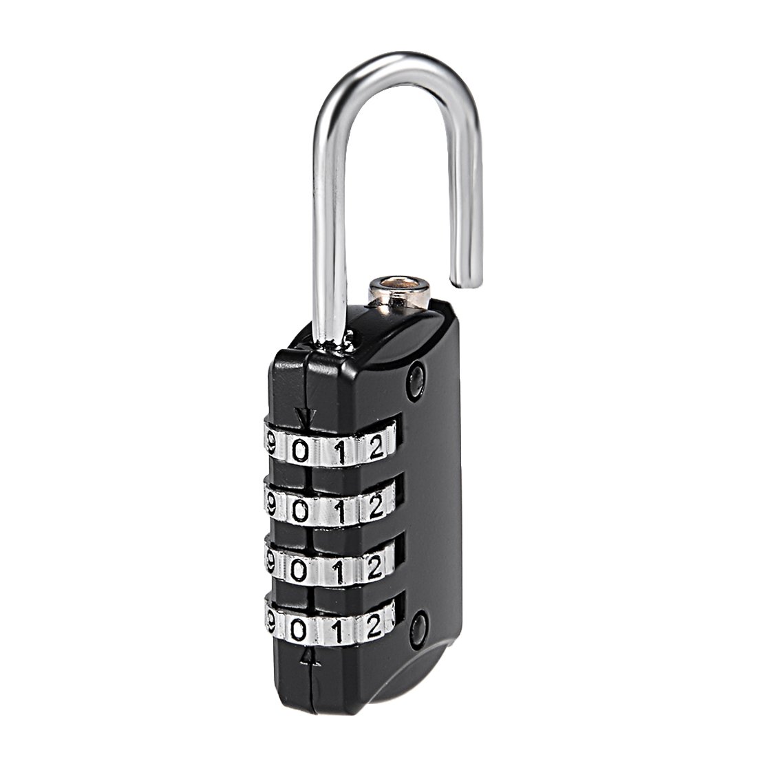 uxcell 4 Digit Combination Padlock - 4mm Zinc Alloy Shackle, Waterproof & Durable Security Lock for Gym Lockers, Fences, Suitcases, Travel & Outdoor Use - Black