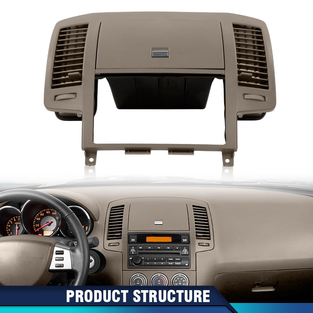 2005-2006 Nissan Altima PIT66 Center Dash Radio Bezel with Storage Vents & Glove Box - Brown Replacement Part for Car Interior Upgrade | Perfect for DIY Installation & Vehicle Restoration Projects