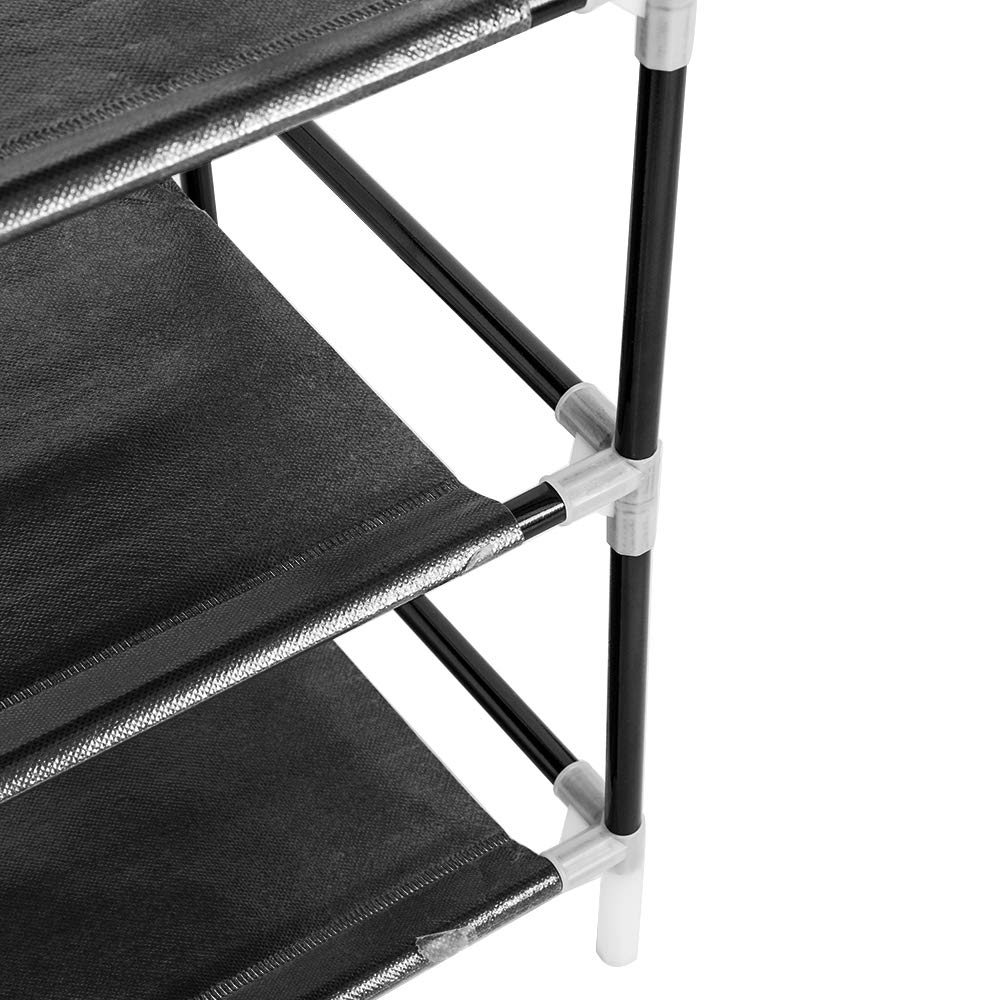 6 Tier Shoe Rack Organizer - Space Saving Storage for 30 Pairs of Shoes, Portable Double Row Shoe Shelf Cabinet with Dustproof Non-Woven Cover (Black) | Perfect for Closet, Bedroom, Entryway & Small Space Organization