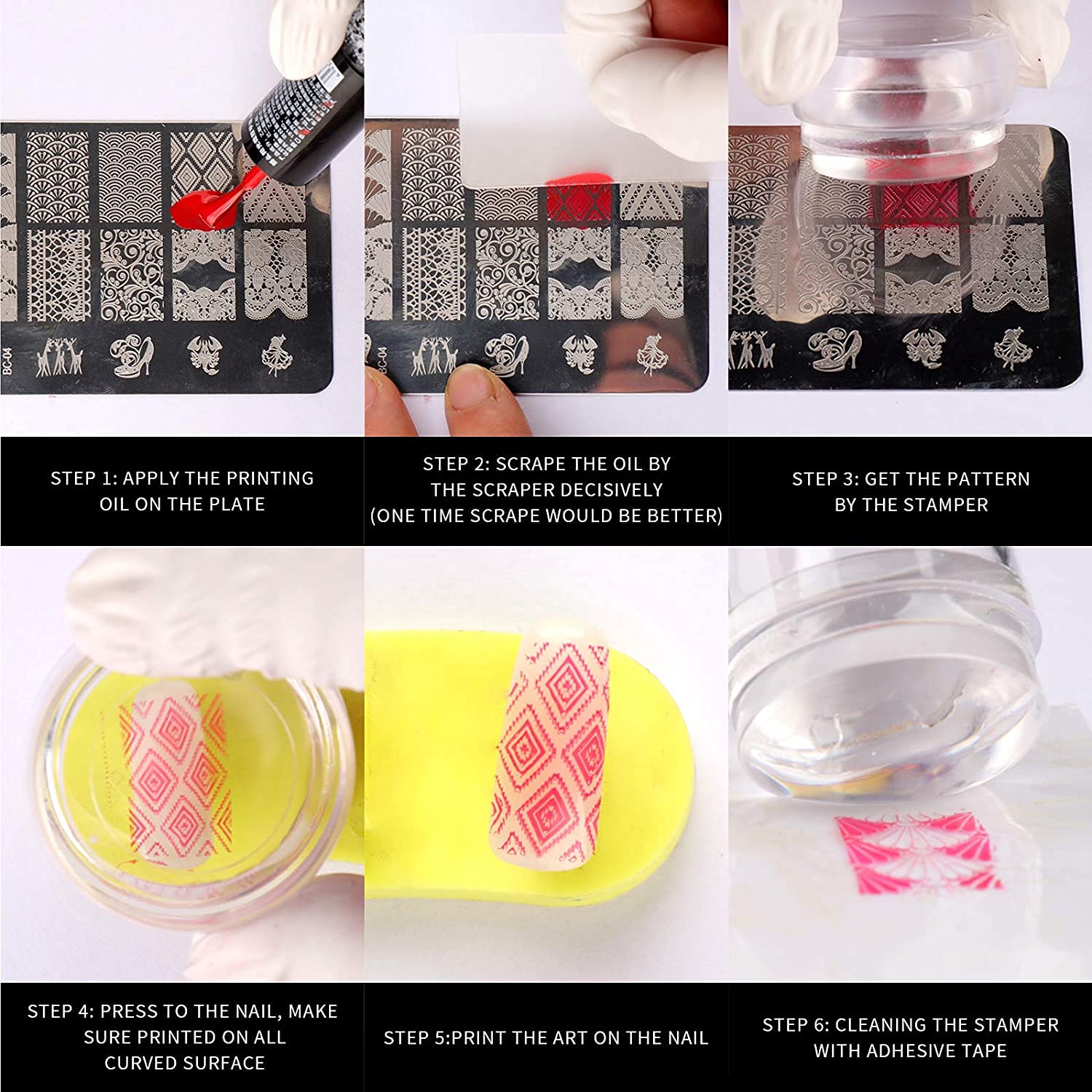 Vinayakart Clear Silicone Nail Art Stamper with Scraper - Transparent Visible Body for Precise DIY Nail Designs | Perfect for Home Manicures & Professional Nail Salons