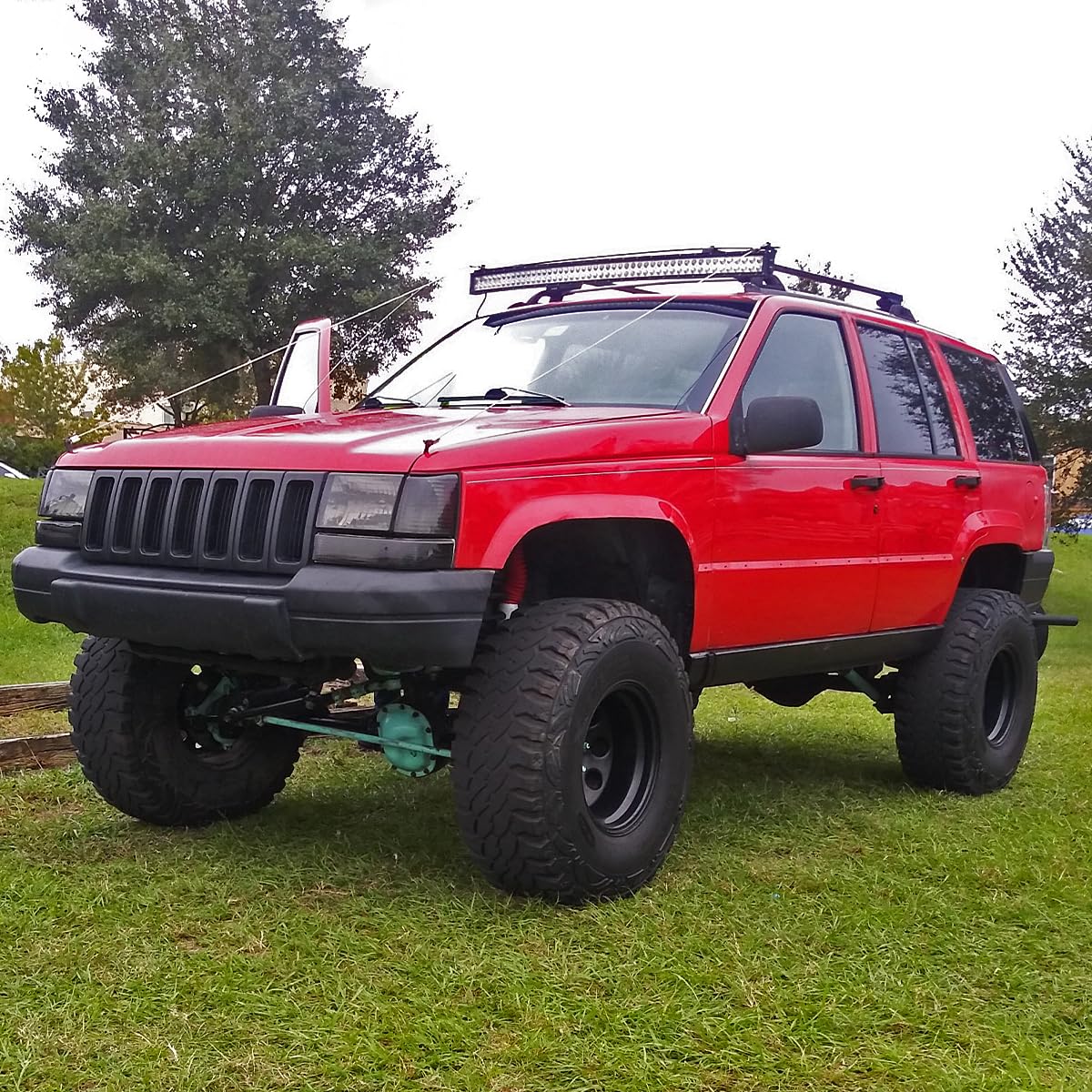 Spec-D Tuning Smoke Headlights & Bumper Lights Kit for 1993-1996 Jeep Grand Cherokee - Left & Right Pair Headlamp Assembly with Corner Lamps - Upgrade Your Off-Road Lighting for Night Driving & Adventure
