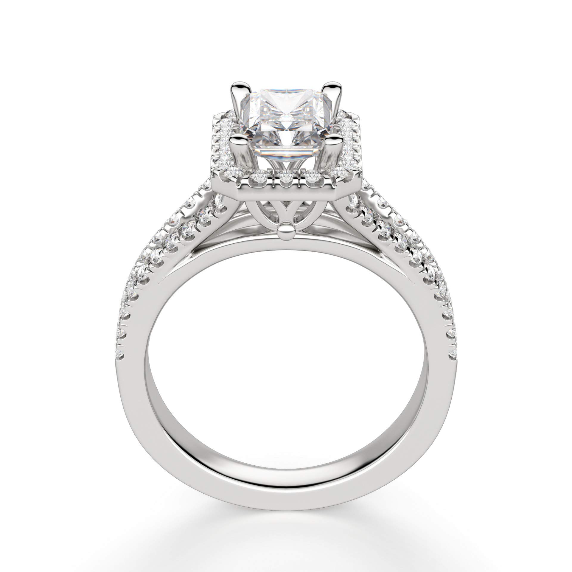 5 CT Radiant Cut Moissanite Engagement Ring Set for Women - Vintage Halo Solitaire Wedding & Anniversary Ring in Antique Silver - Perfect for Proposals, Bridal Jewelry, and Special Occasions