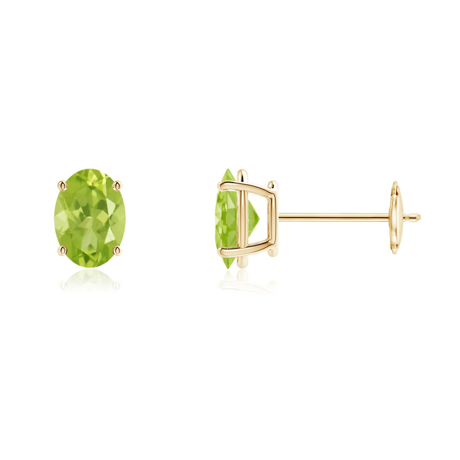 Natural Prong-Set Oval Peridot Stud Earrings in 14K Solid Gold/Platinum | August Birthstone Jewelry for Women | Birthday, Engagement, Anniversary & Wedding Gift | Perfect for Everyday Wear & Special Occasions