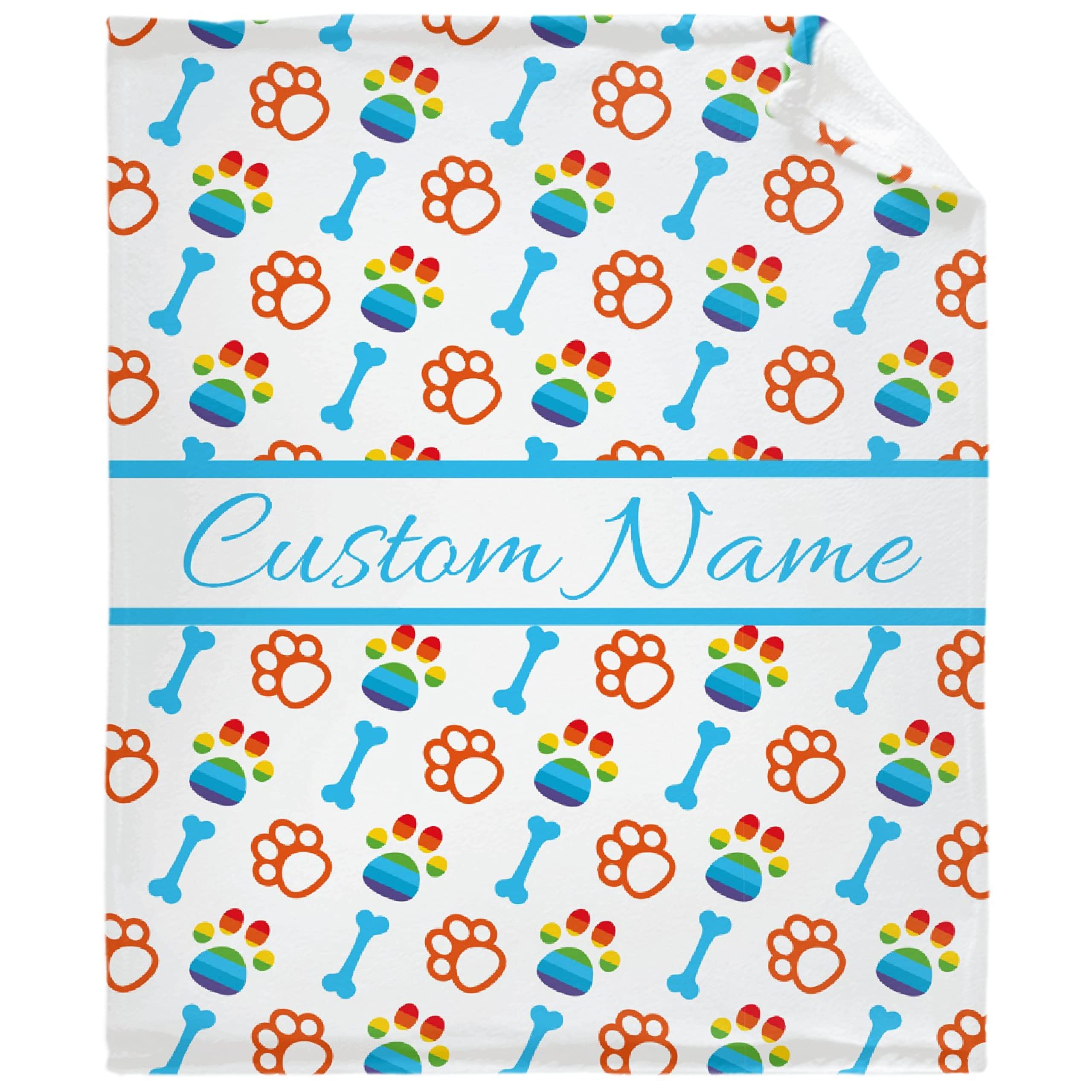 Custom Dog Name Blanket - Personalized Dog Paw Print Throw Blanket 90