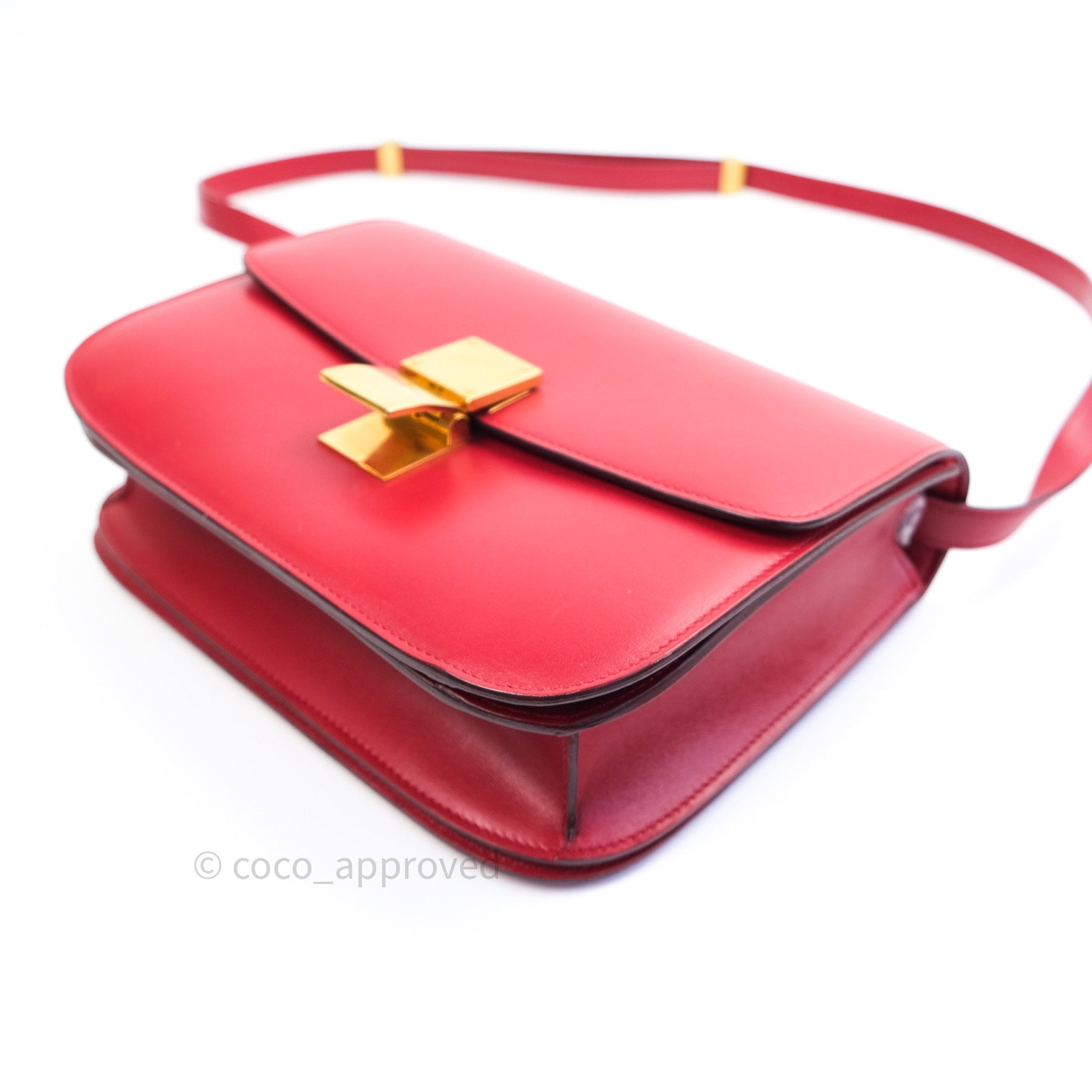 Celine Medium Classic Box Bag in Red Calfskin Leather - Perfect for Work, Travel & Evening Events
