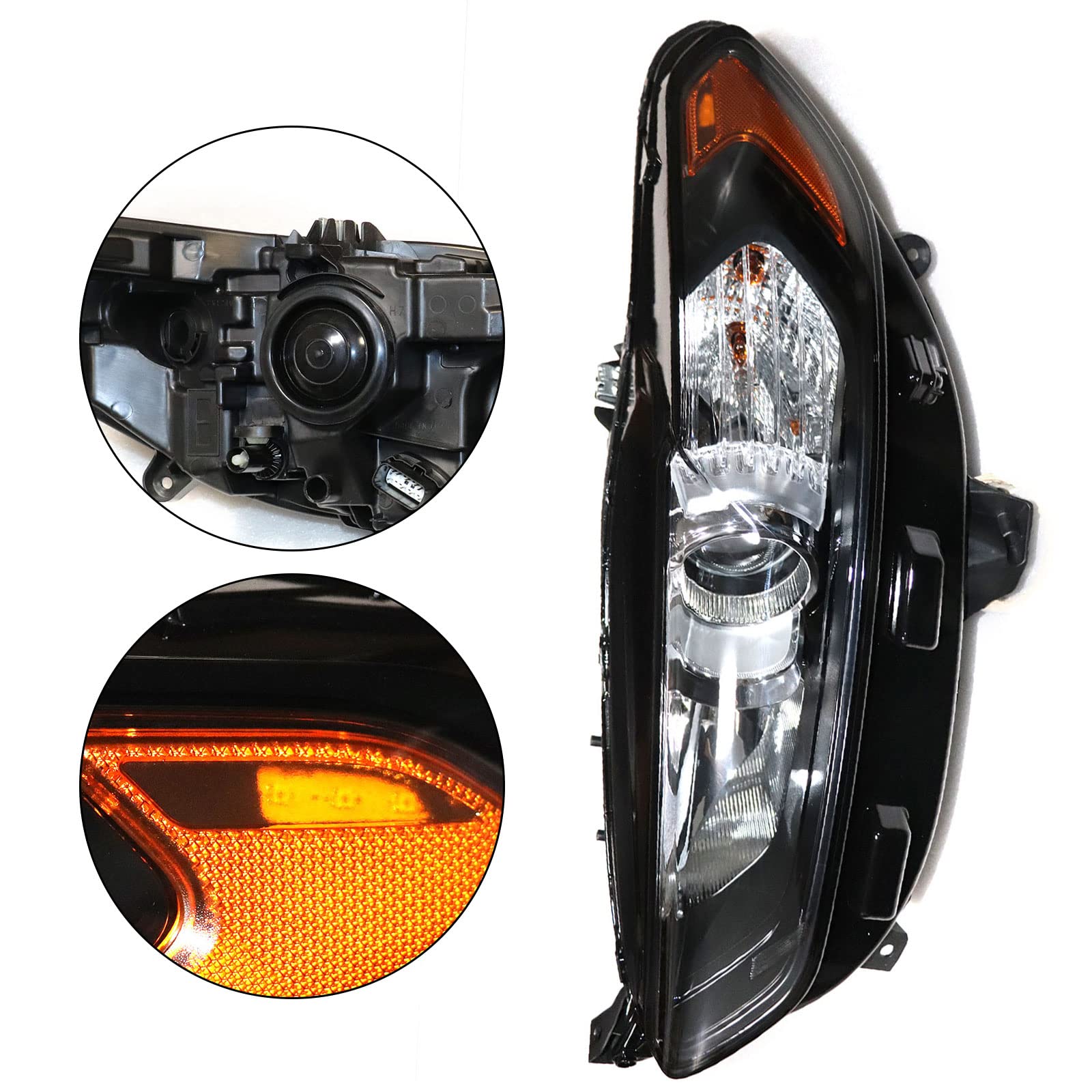 Ford Fusion Halogen Headlight Assembly - Left Driver Side (2013-2016 Models) | Black Housing | Part# FO2503304, DS7Z13008B | US Stock | Perfect for Night Driving & Foggy Conditions