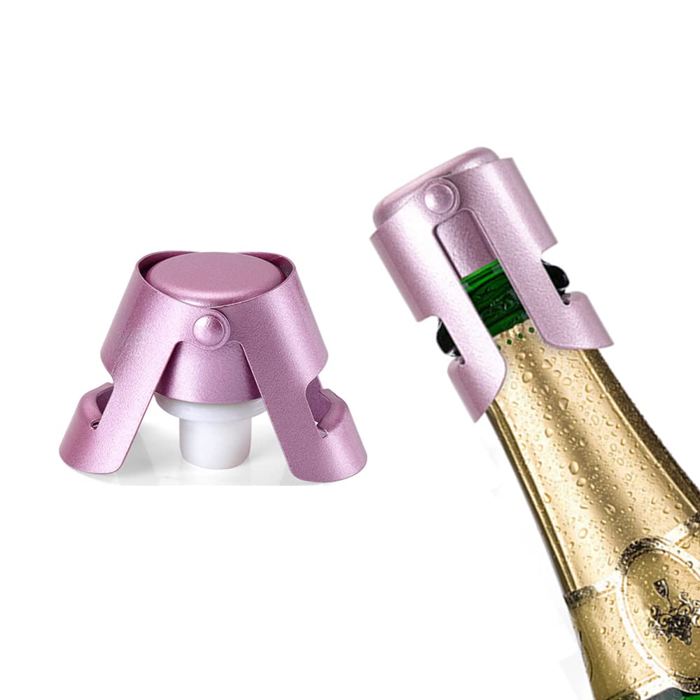 Set of 2 Stainless Steel Champagne Bottle Stoppers - Reusable Wine Saver for Champagne, Cava, Prosecco & Sparkling Wine (Purple) | Perfect for Parties, Weddings & Home Entertaining